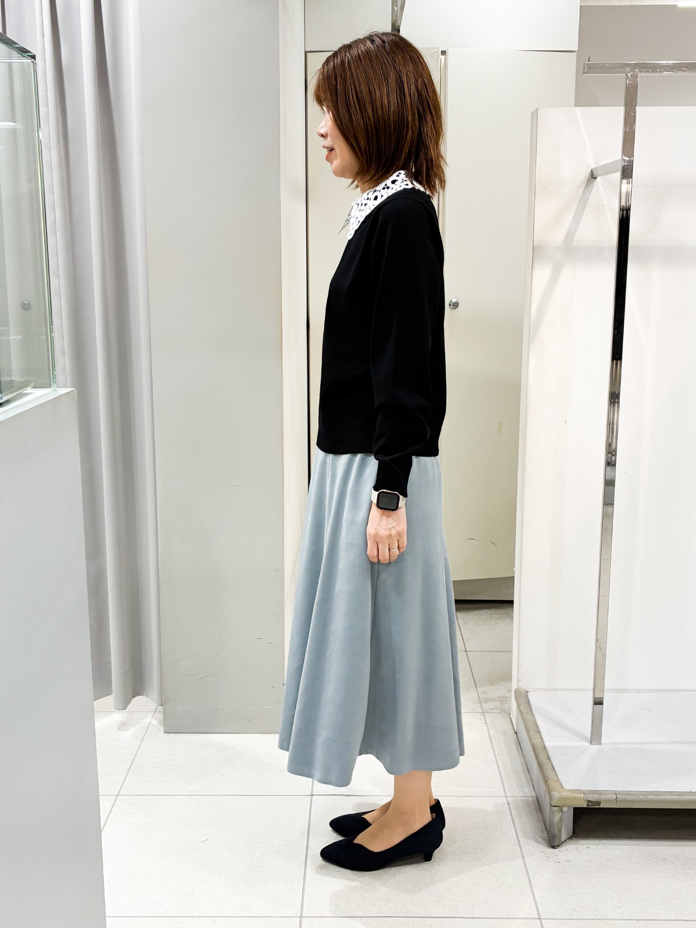 たみちゃんさんの「Reflect｜【付け衿】レース衿付きストレッチニット」を使ったコーディネート