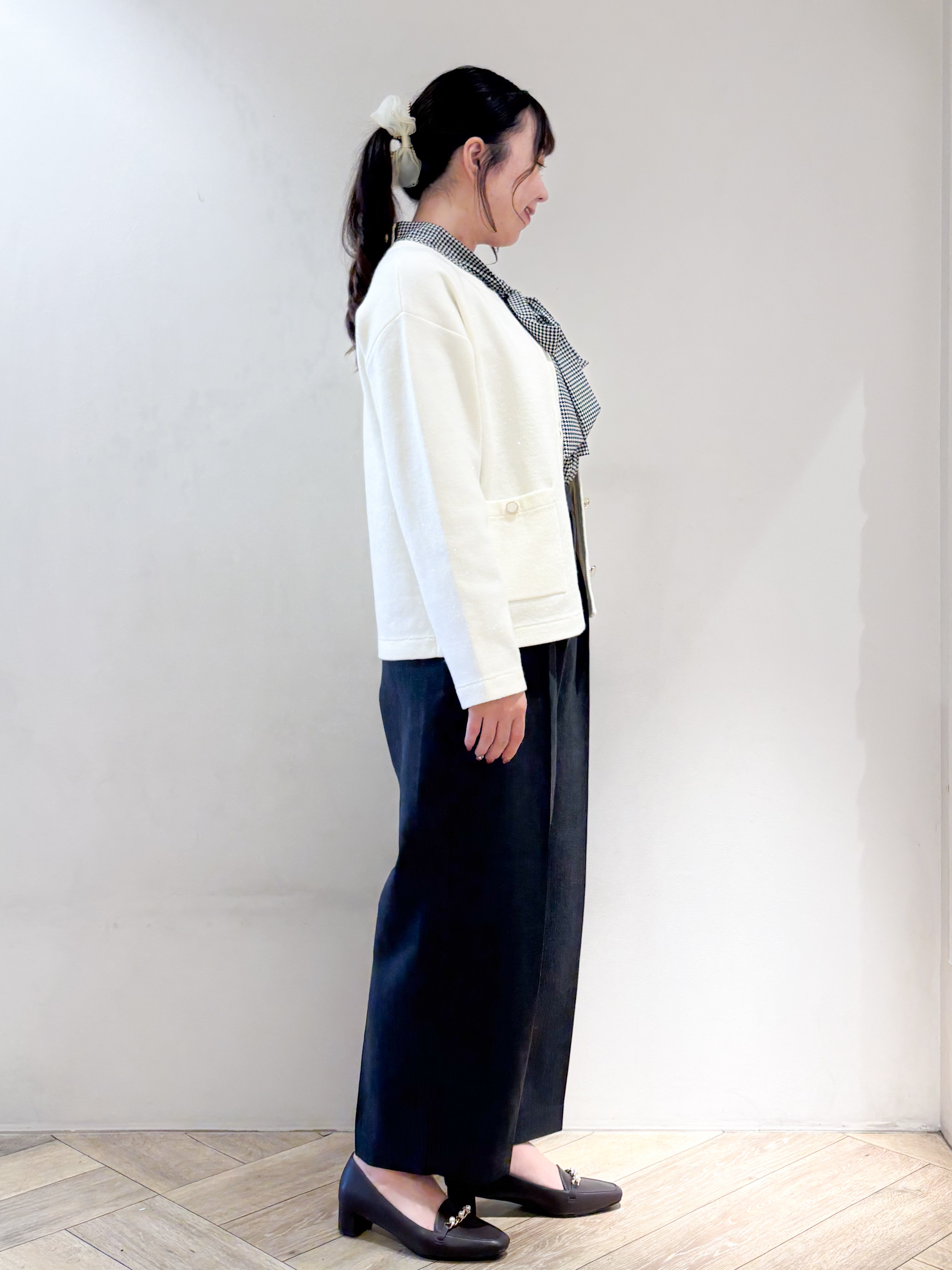 sayaさんの「index｜【セットアップ可】ノーカラーミドルコーディガン《洗濯機OK》」を使ったコーディネート