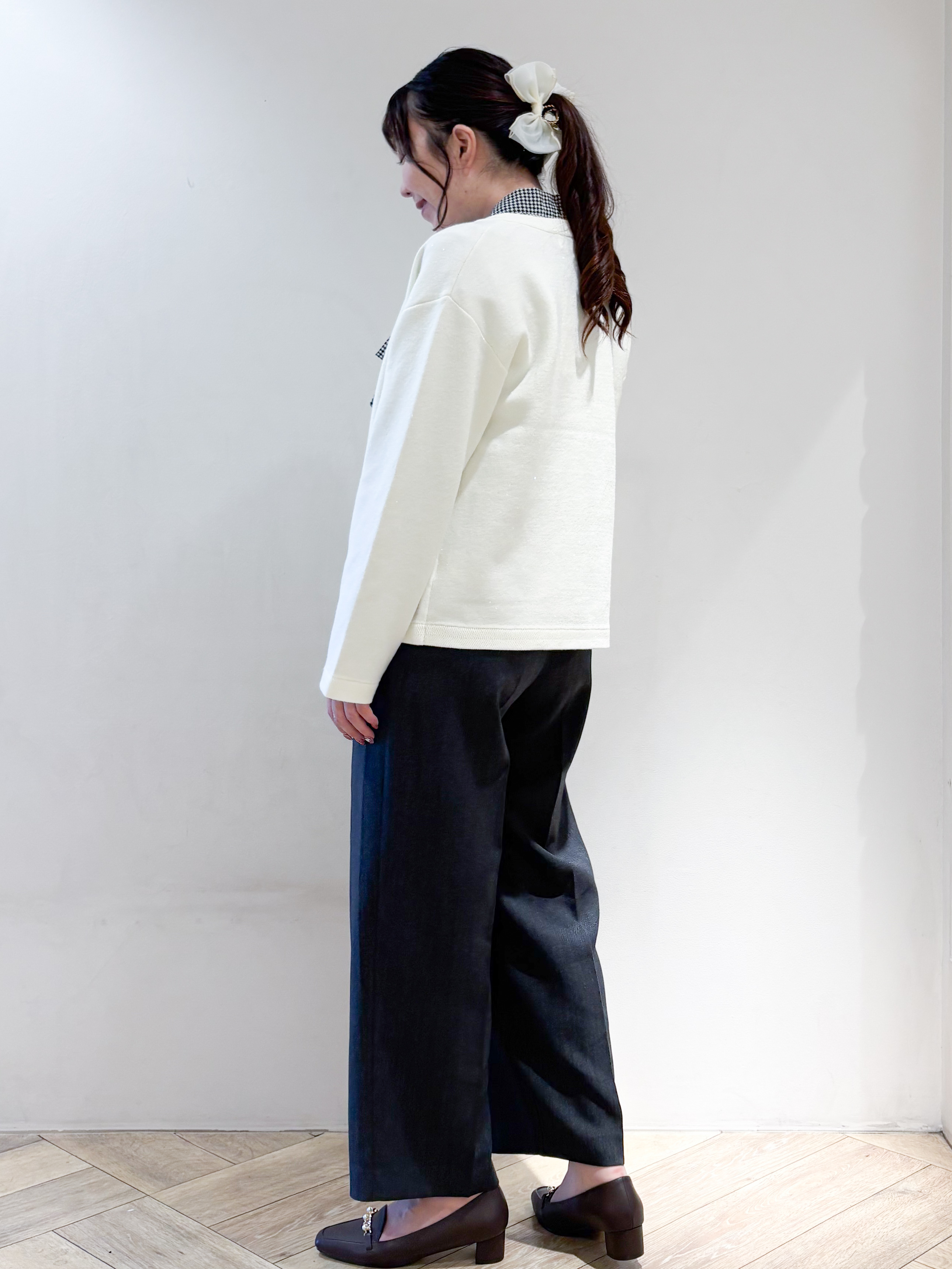 sayaさんの「index｜【セットアップ可】ノーカラーミドルコーディガン《洗濯機OK》」を使ったコーディネート