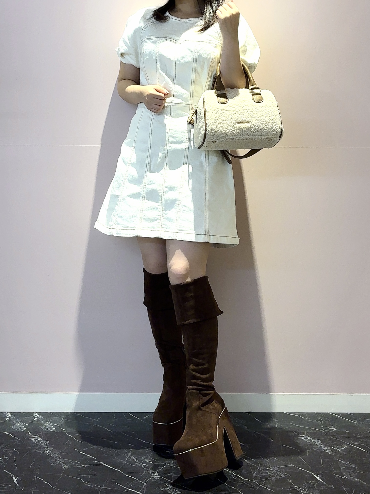 まっきーさんの「ESPERANZA｜【アゲ盛り／14cm】アゲ盛りマルチWAYニーハイブーツ」を使ったコーディネート