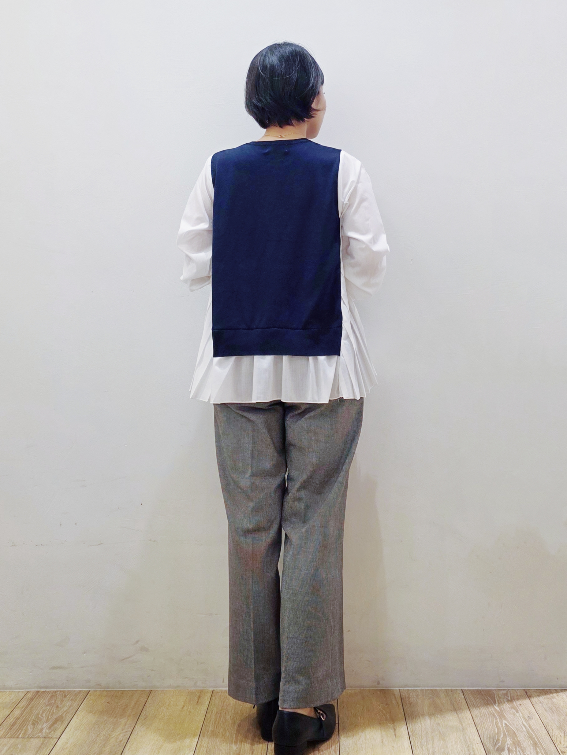 yuyuさんの「OPAQUE.CLIP｜プリーツデザインドッキングニット【洗濯機OK】」を使ったコーディネート