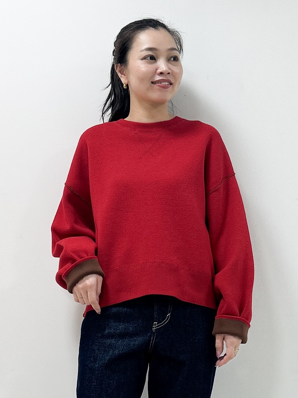 Kaiさんの「Dessin｜【2WAY/洗濯機OK/XS-L】配色リバーシブル コットンジャカード クルーネックニット」を使ったコーディネート