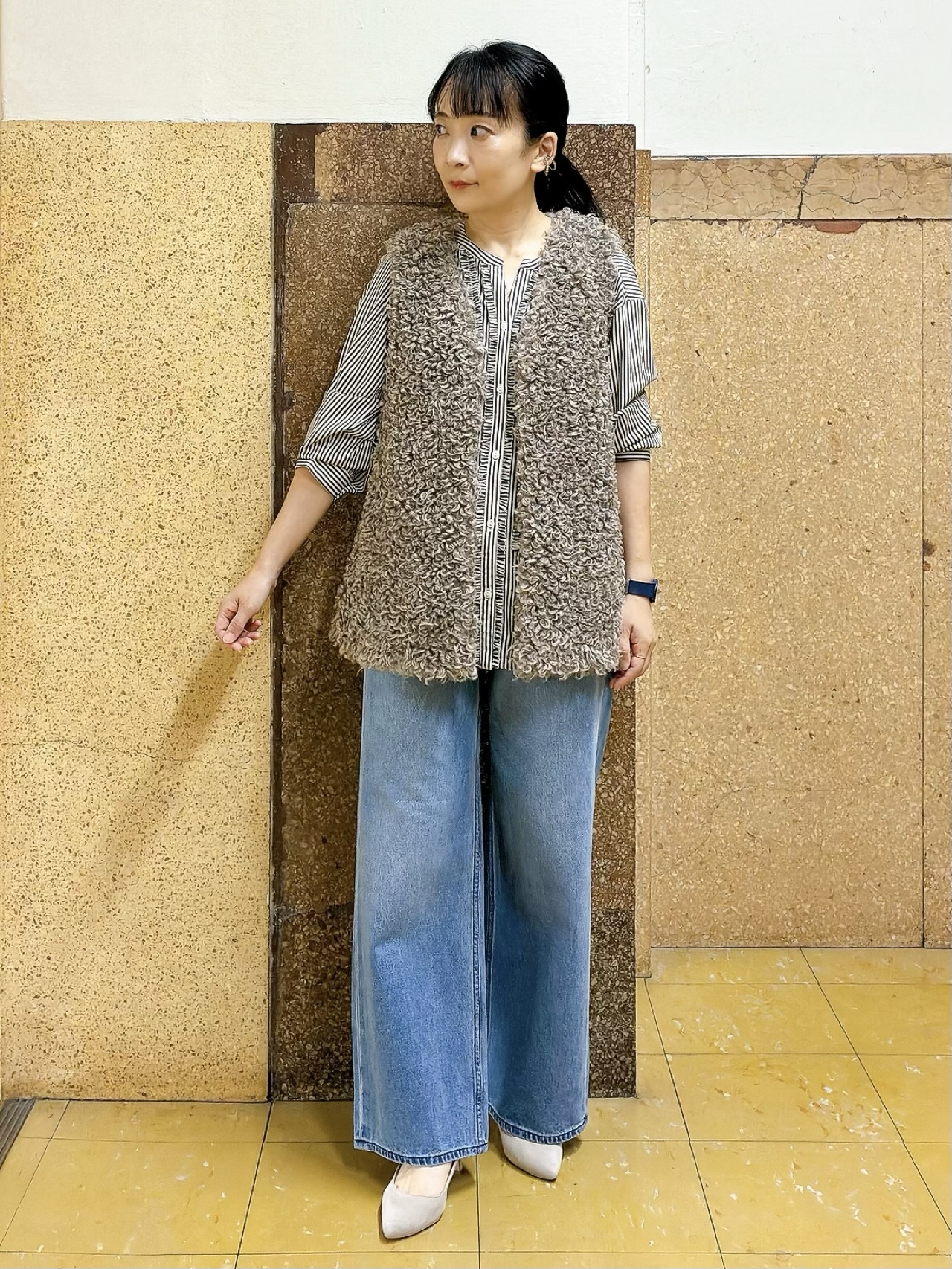 hattoriさんの「INDIVI｜【新作登場！】美脚ワイドデニム」を使ったコーディネート
