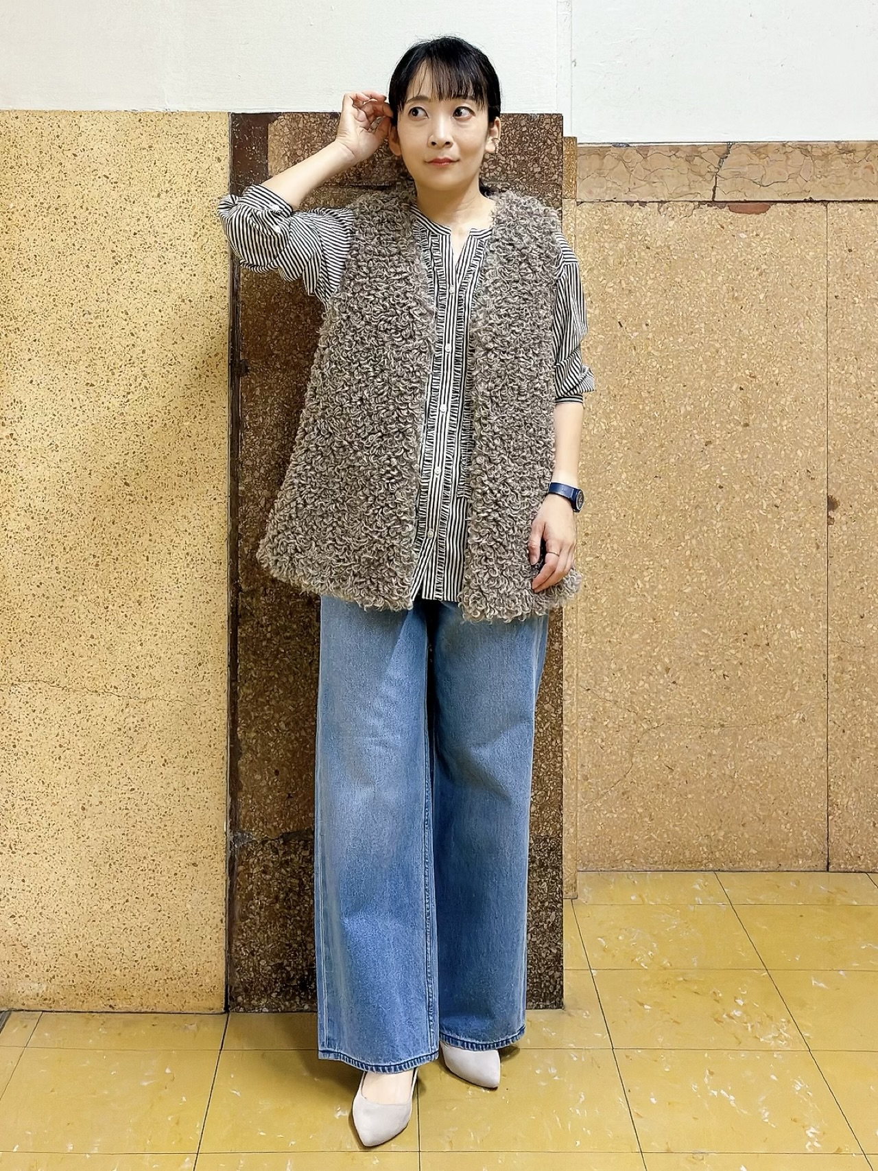 hattoriさんの「INDIVI｜【新作登場！】美脚ワイドデニム」を使ったコーディネート