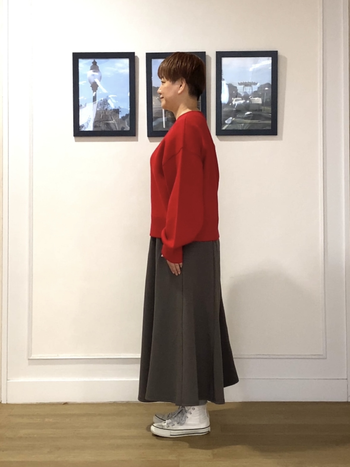 Hiroさんの「Dessin｜【2WAY/洗濯機OK/XS-L】配色リバーシブル コットンジャカード クルーネックニット」を使ったコーディネート