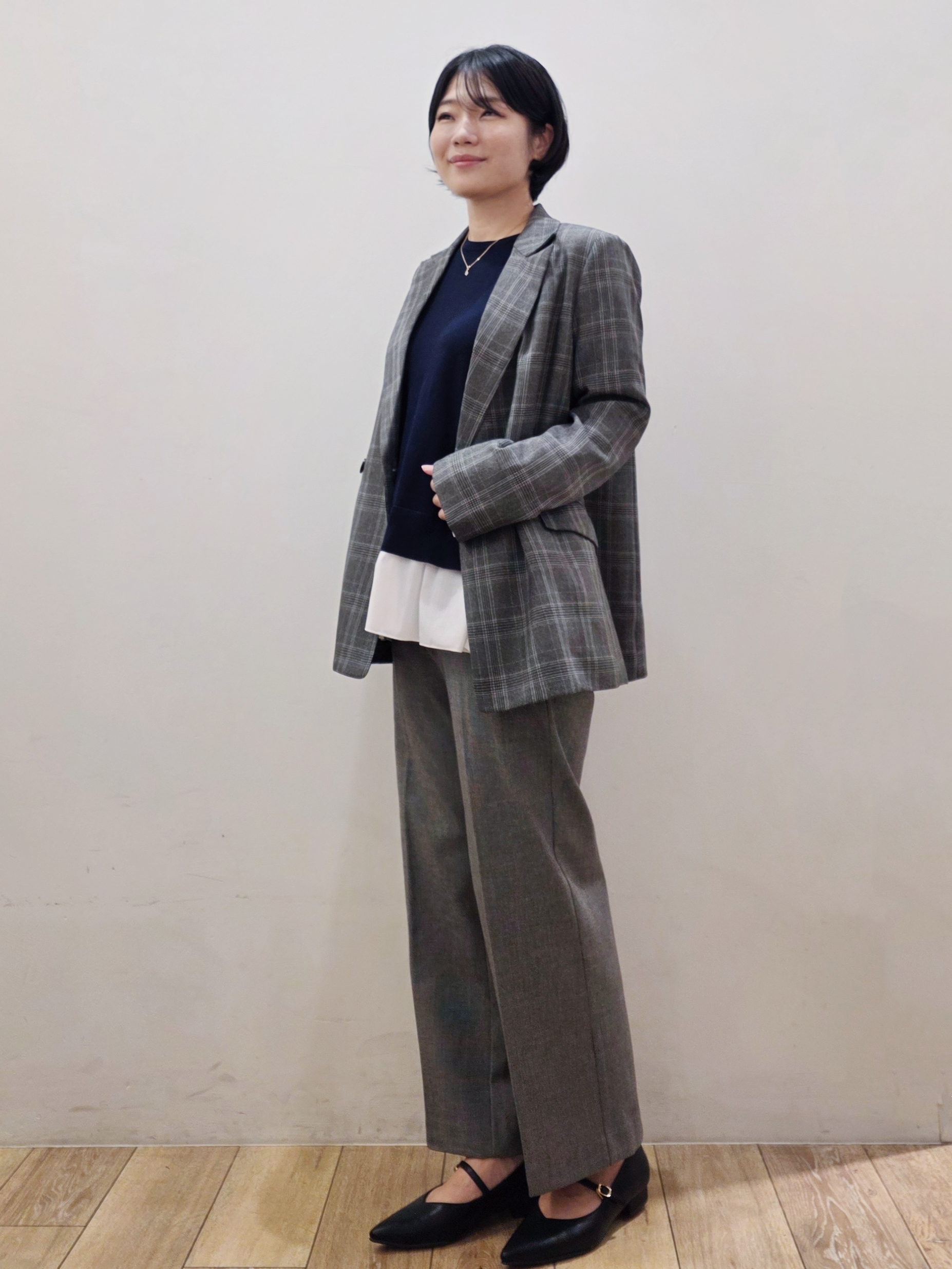 yuyuさんの「OPAQUE.CLIP｜ダブルブレストジャケット【洗える】」を使ったコーディネート