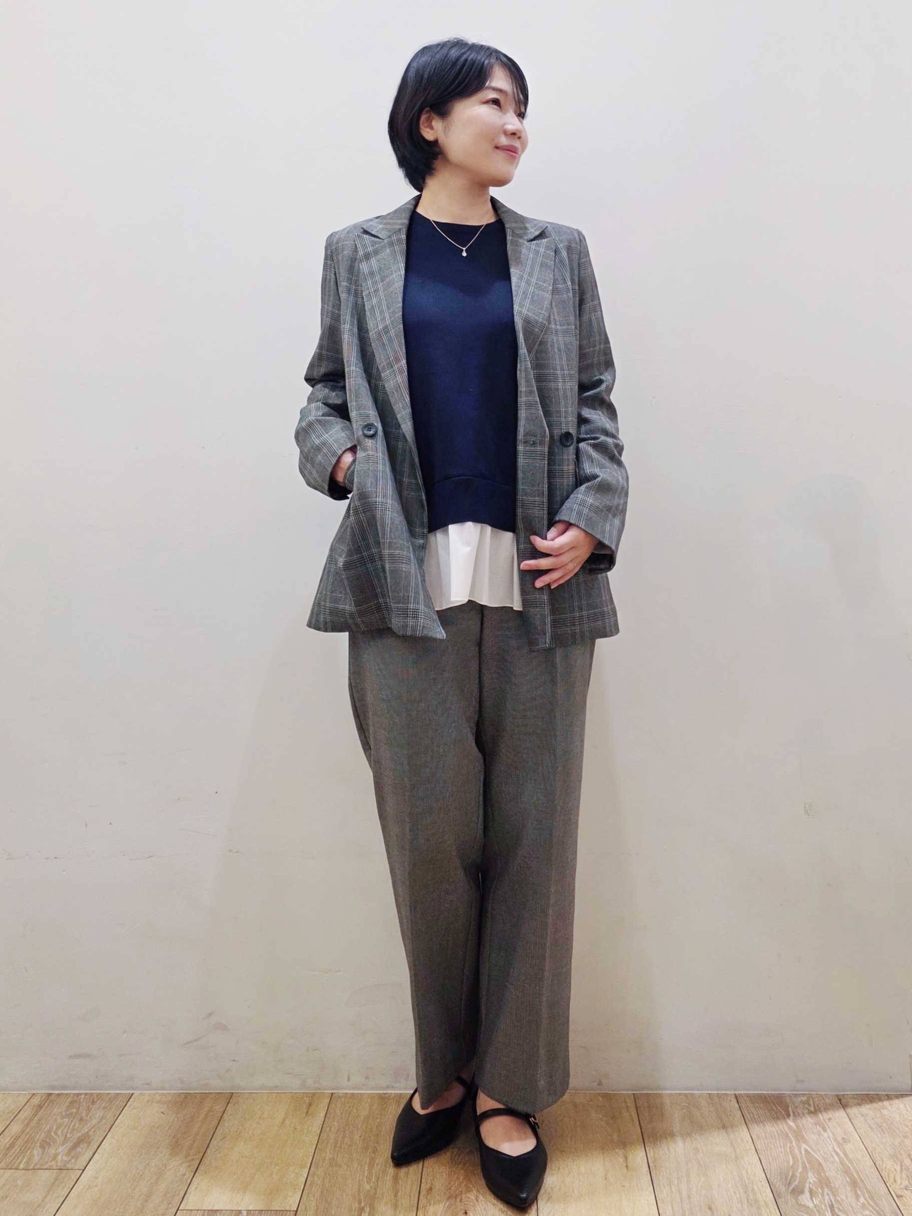 yuyuさんの「OPAQUE.CLIP｜ダブルブレストジャケット【洗える】」を使ったコーディネート