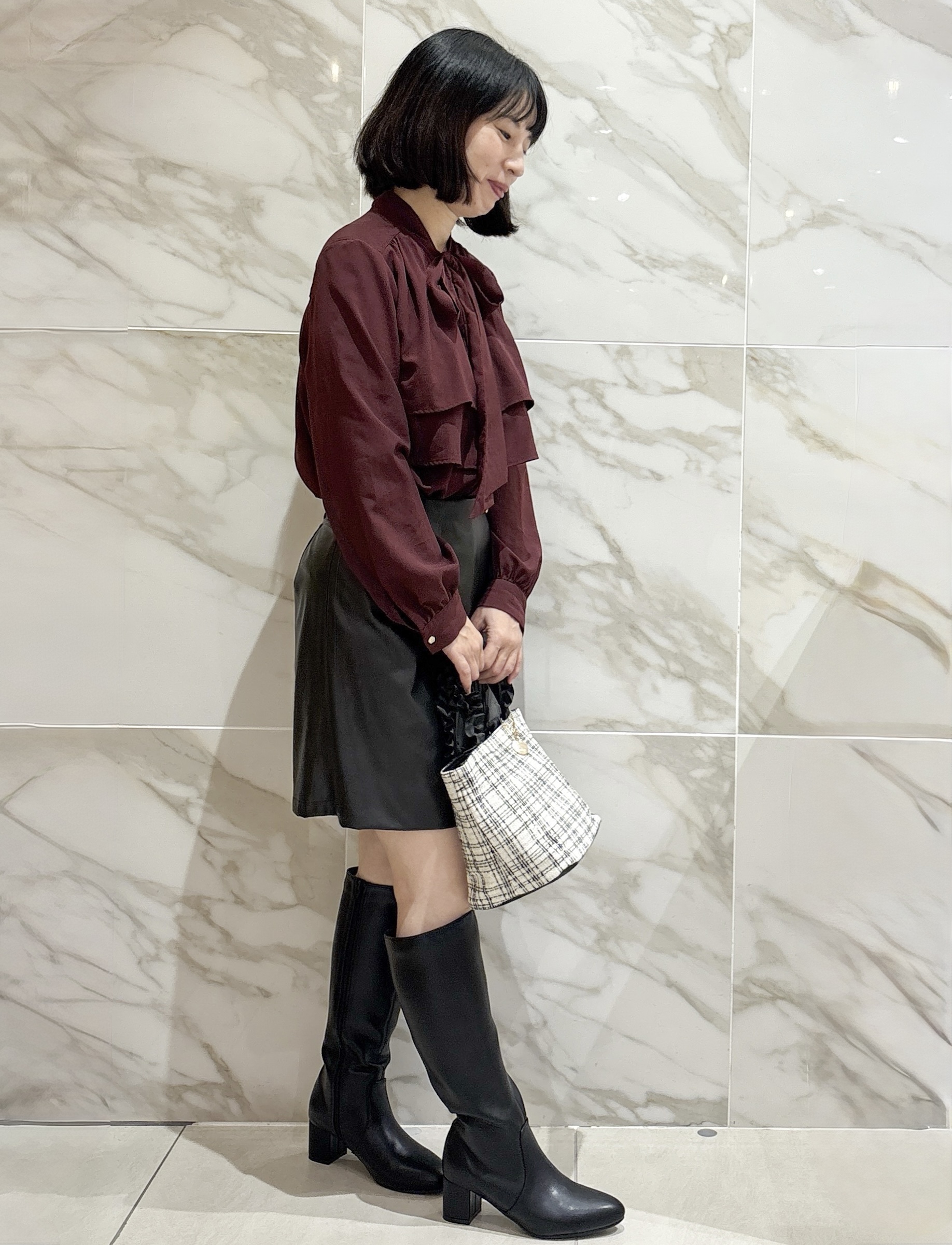 マキさんの「index｜【セットアップ可】ノーカラーミドルコーディガン《洗濯機OK》」を使ったコーディネート