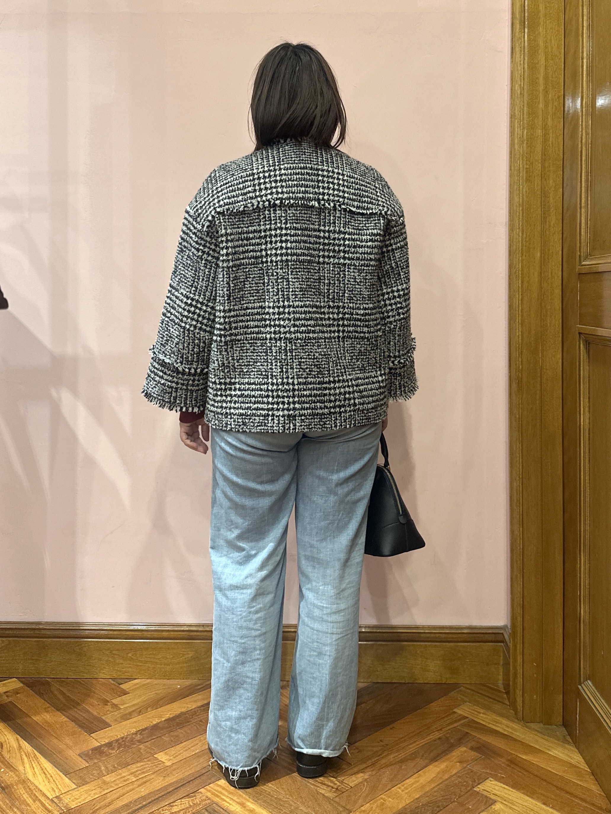 komatsuさんの「DRESSTERIOR｜グレンチェックツイードショートコート」を使ったコーディネート