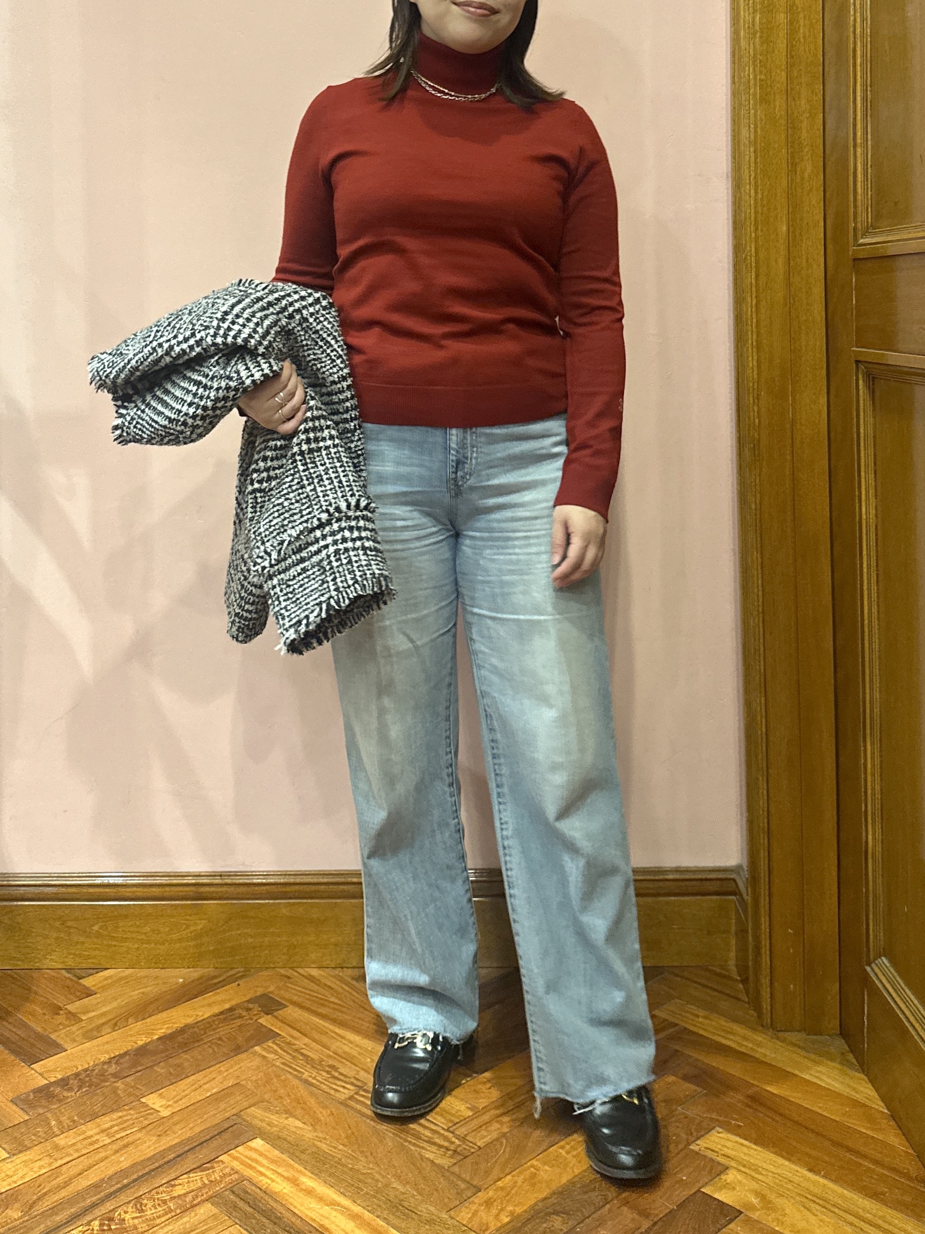 komatsuさんの「DRESSTERIOR｜グレンチェックツイードショートコート」を使ったコーディネート