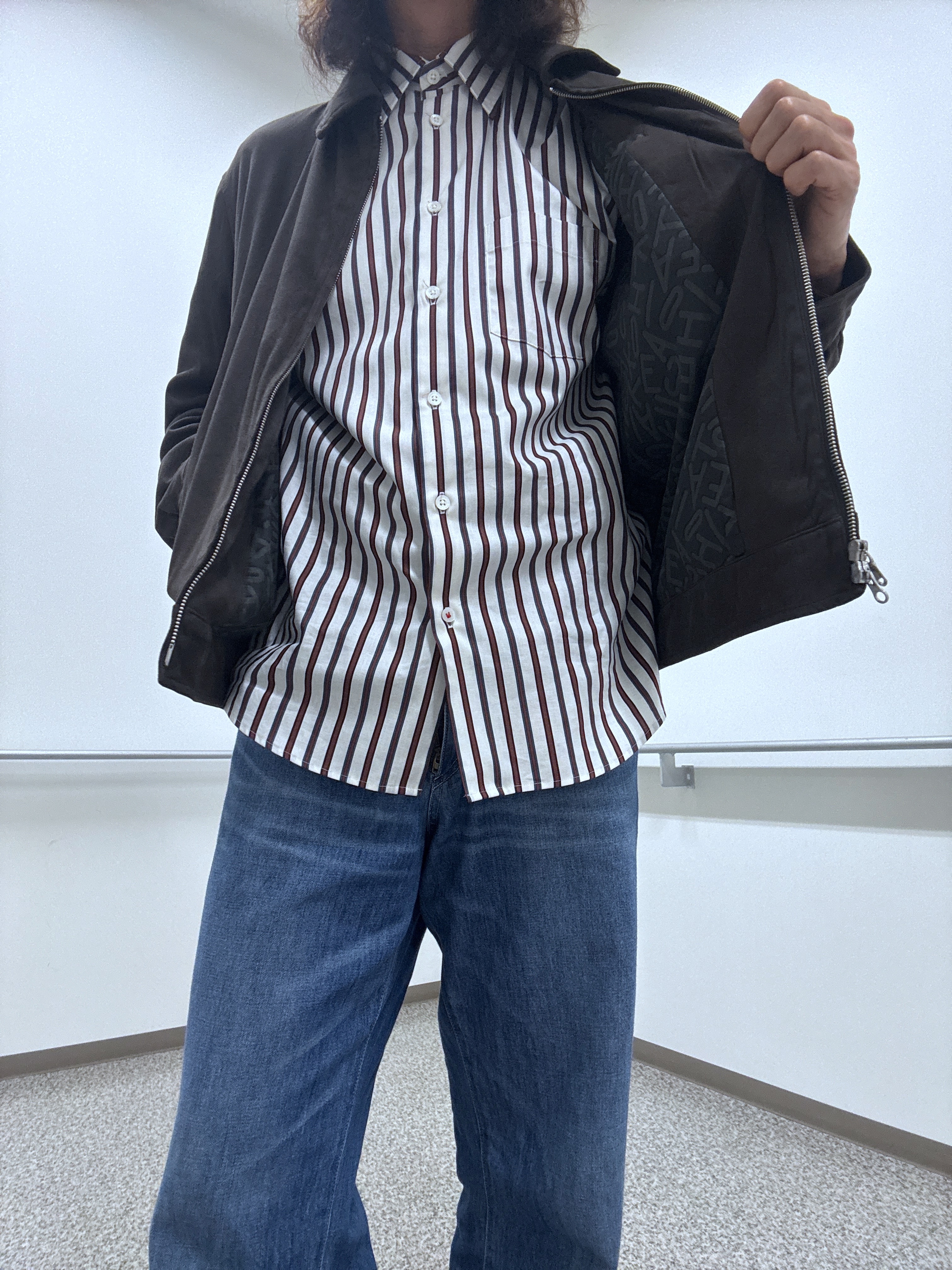 おーのさんの「TAKEO KIKUCHI｜デニム＆スウェード調 ジップブルゾン」を使ったコーディネート