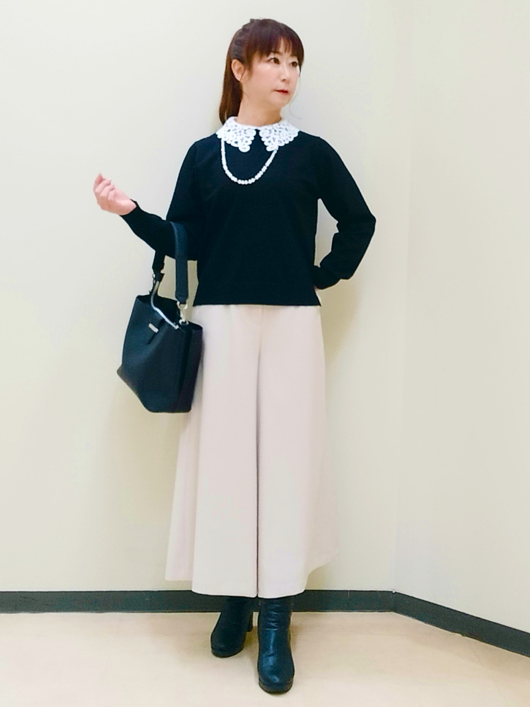 花さんの「Reflect｜【付け衿】レース衿付きストレッチニット」を使ったコーディネート