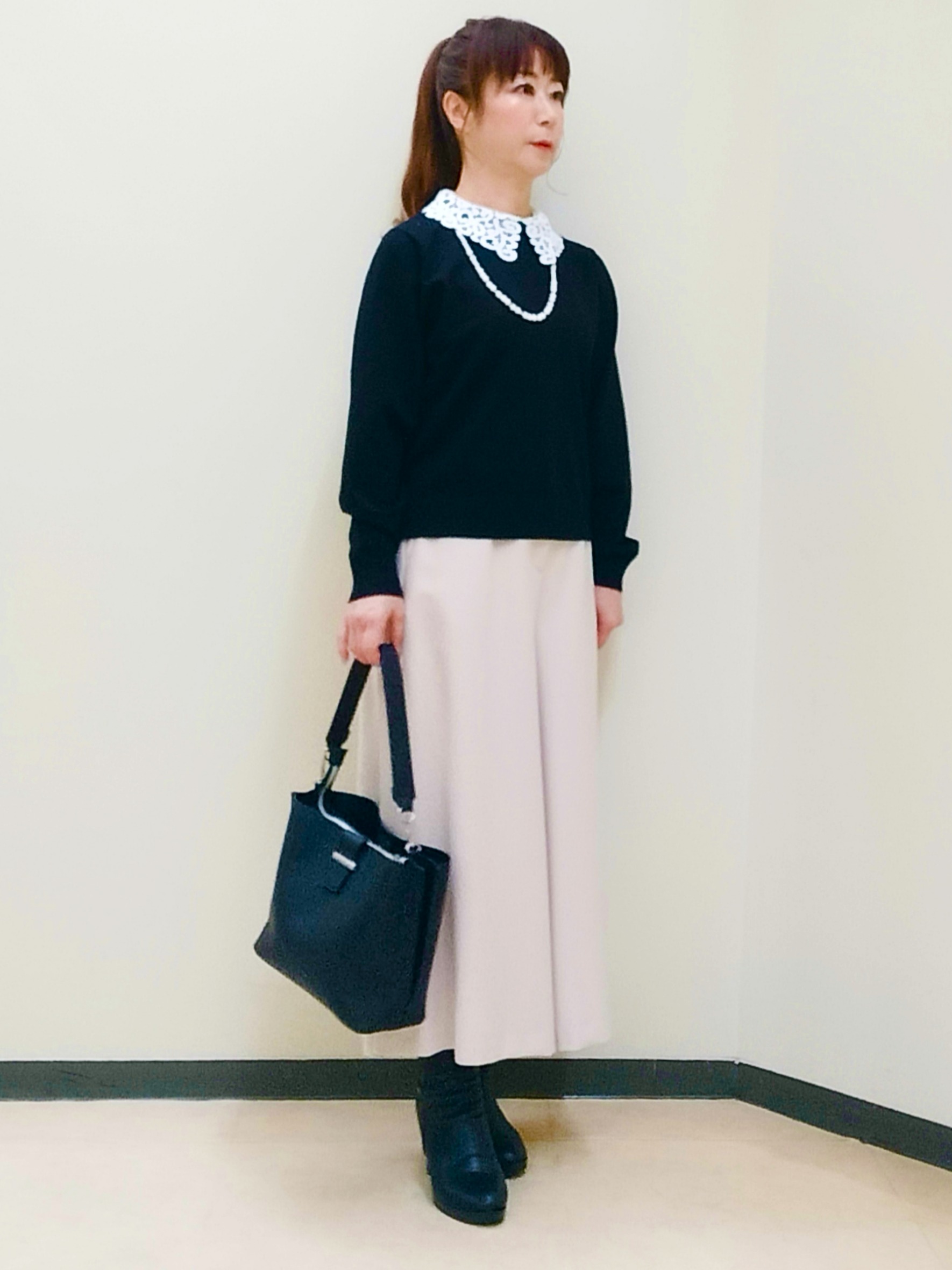 花さんの「Reflect｜【付け衿】レース衿付きストレッチニット」を使ったコーディネート