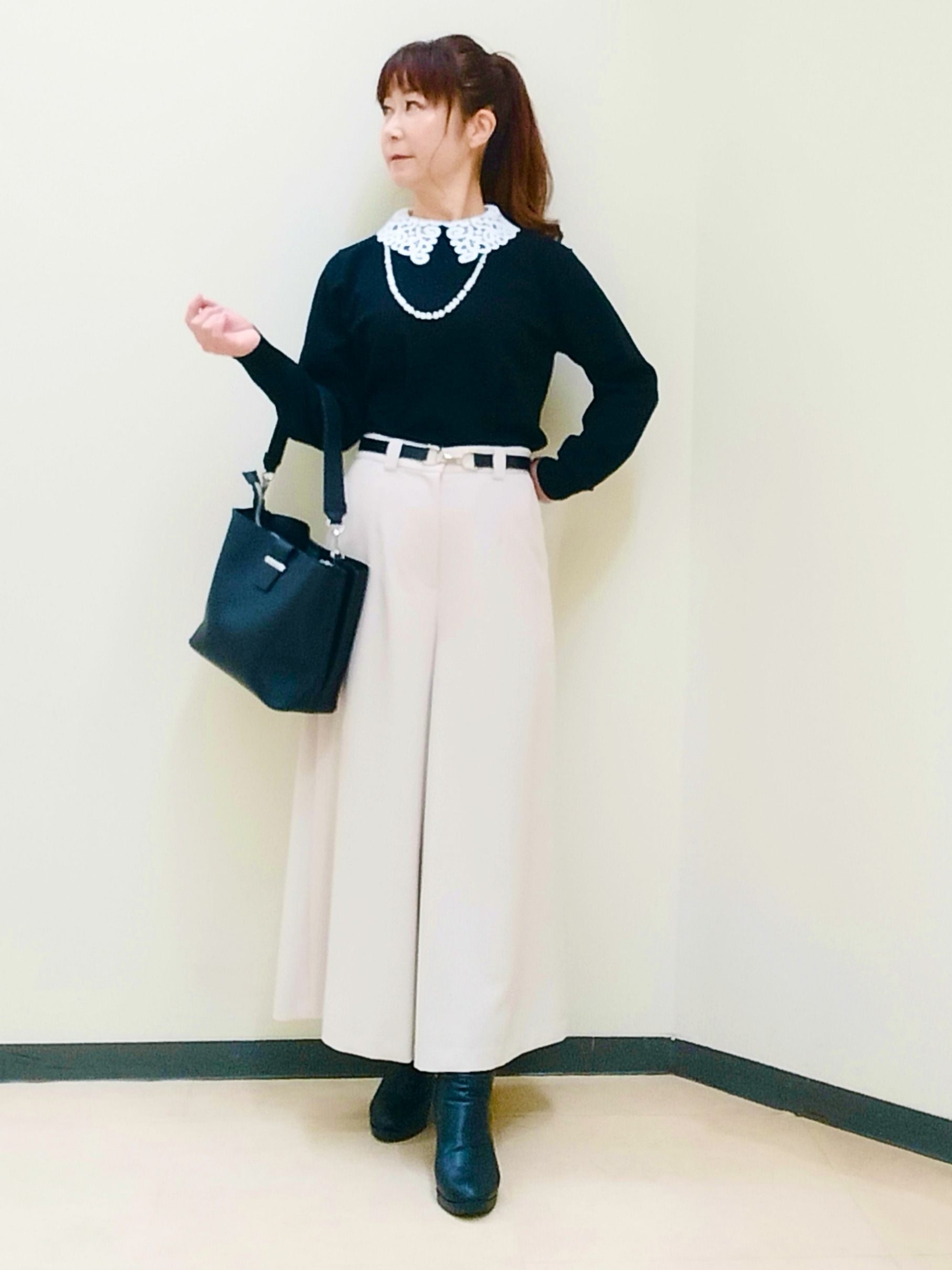 花さんの「Reflect｜【付け衿】レース衿付きストレッチニット」を使ったコーディネート