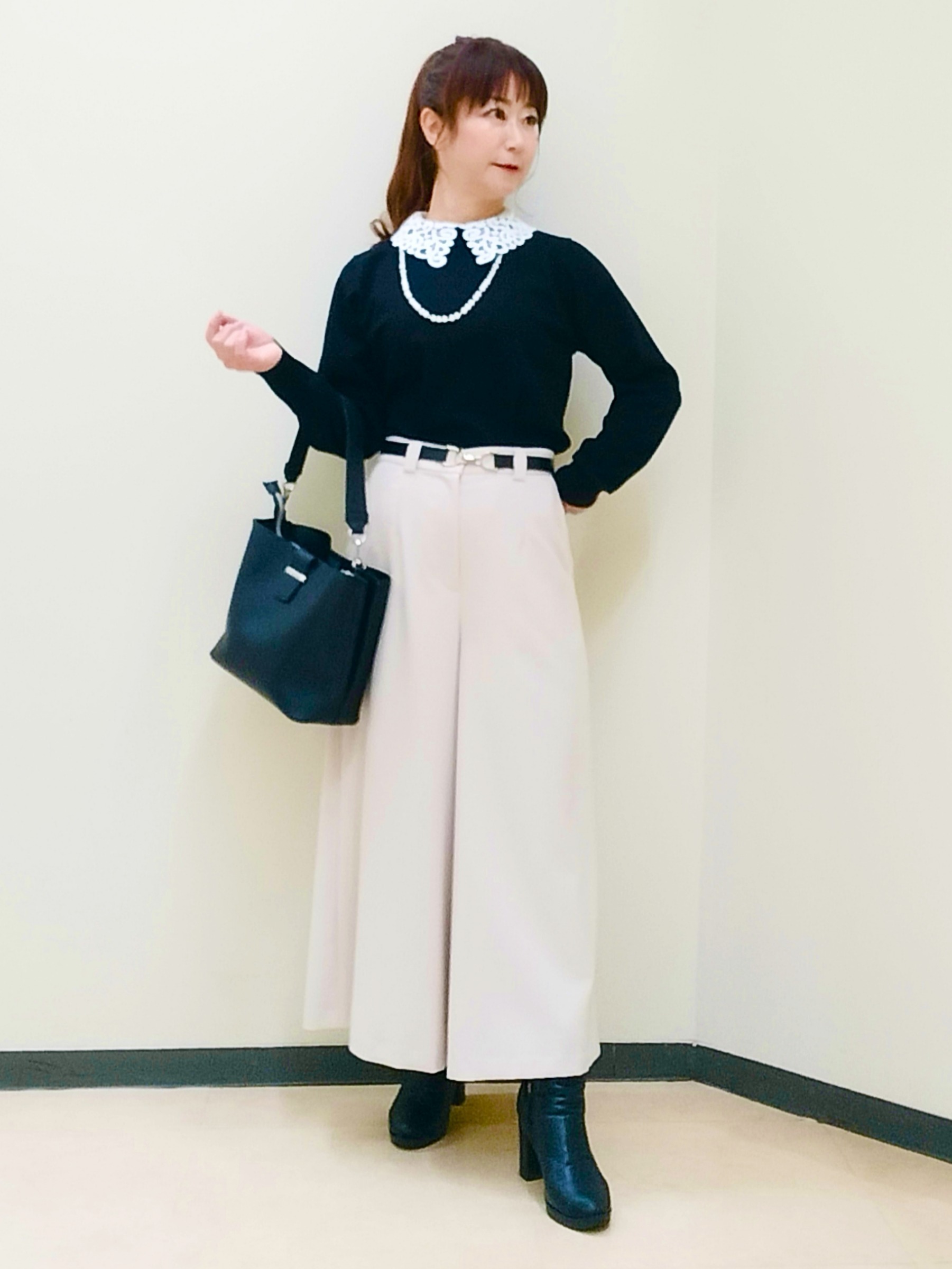花さんの「Reflect｜【付け衿】レース衿付きストレッチニット」を使ったコーディネート
