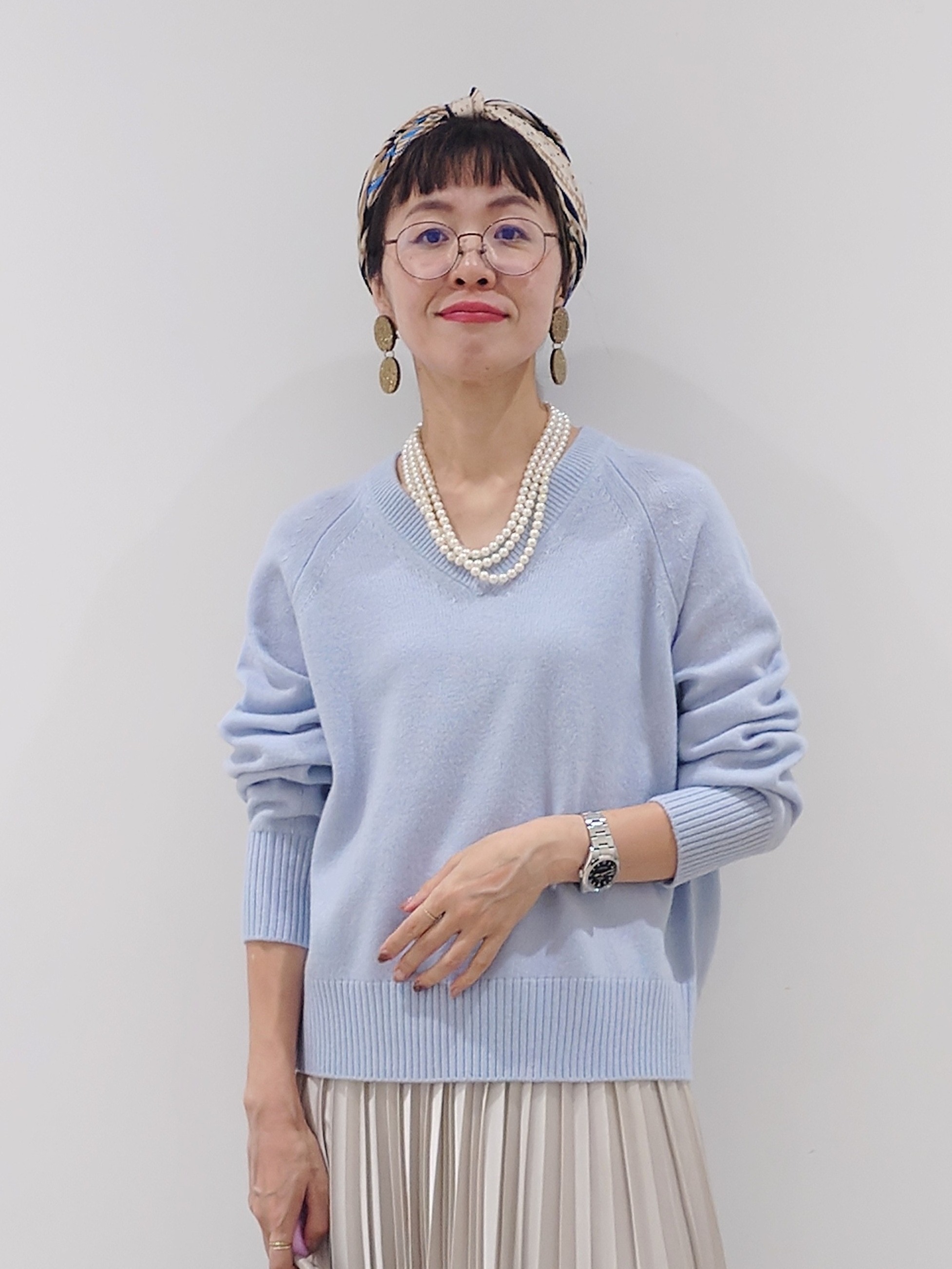 MUTSUKOさんの「UNTITLED｜【アレンジ自在】ロングパール調ネックレス」を使ったコーディネート
