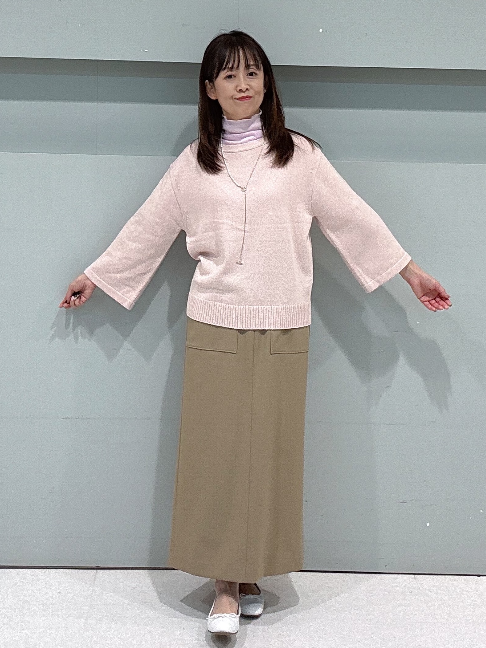 makiさんの「UNTITLED｜【アンサンブル可/手洗い可】杢調プルオーバーニット」を使ったコーディネート