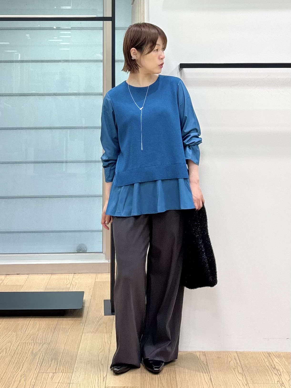 asamiさんの「INDIVI｜【洗える／1枚でコーデ完成】重ね着風ニットトップス」を使ったコーディネート