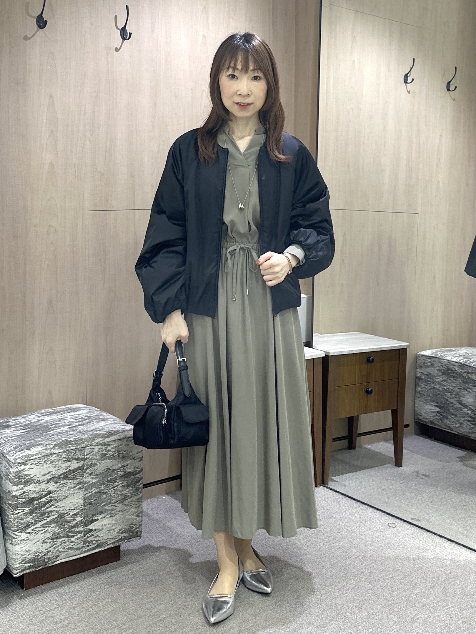 Miwaさんの「UNTITLED｜ドロストデザインワンピース」を使ったコーディネート