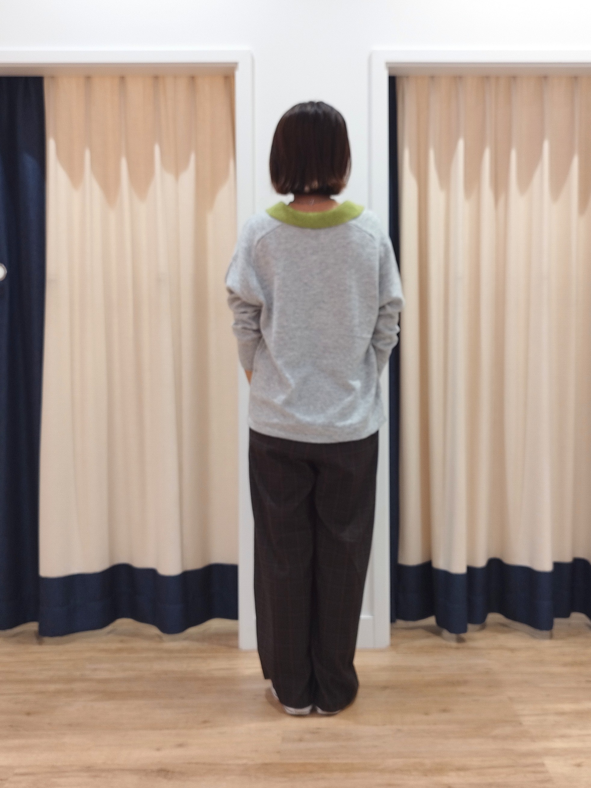 HIROさんの「Dessin｜【洗える/チクチクしにくい】モヘヤライク バイカラースキッパーポロニット」を使ったコーディネート