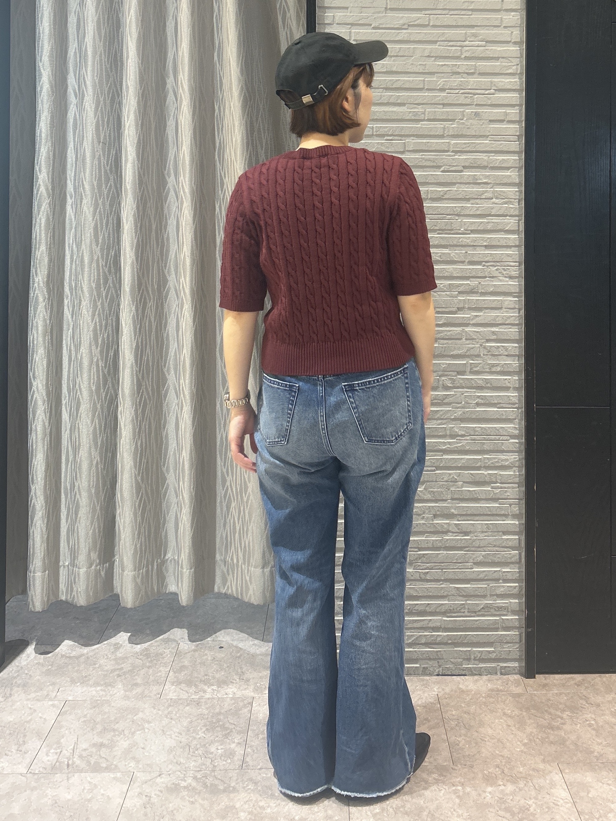 ga_riさんの「THE SHOP TK｜POLO BCS/ケーブル5分袖ニット」を使ったコーディネート