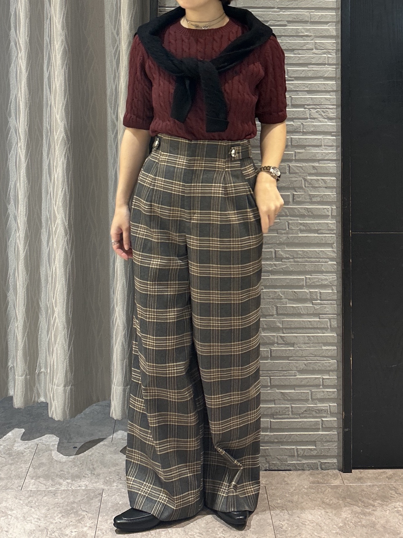 ga_riさんの「THE SHOP TK｜POLO BCS/ケーブルクルーカーディガン」を使ったコーディネート