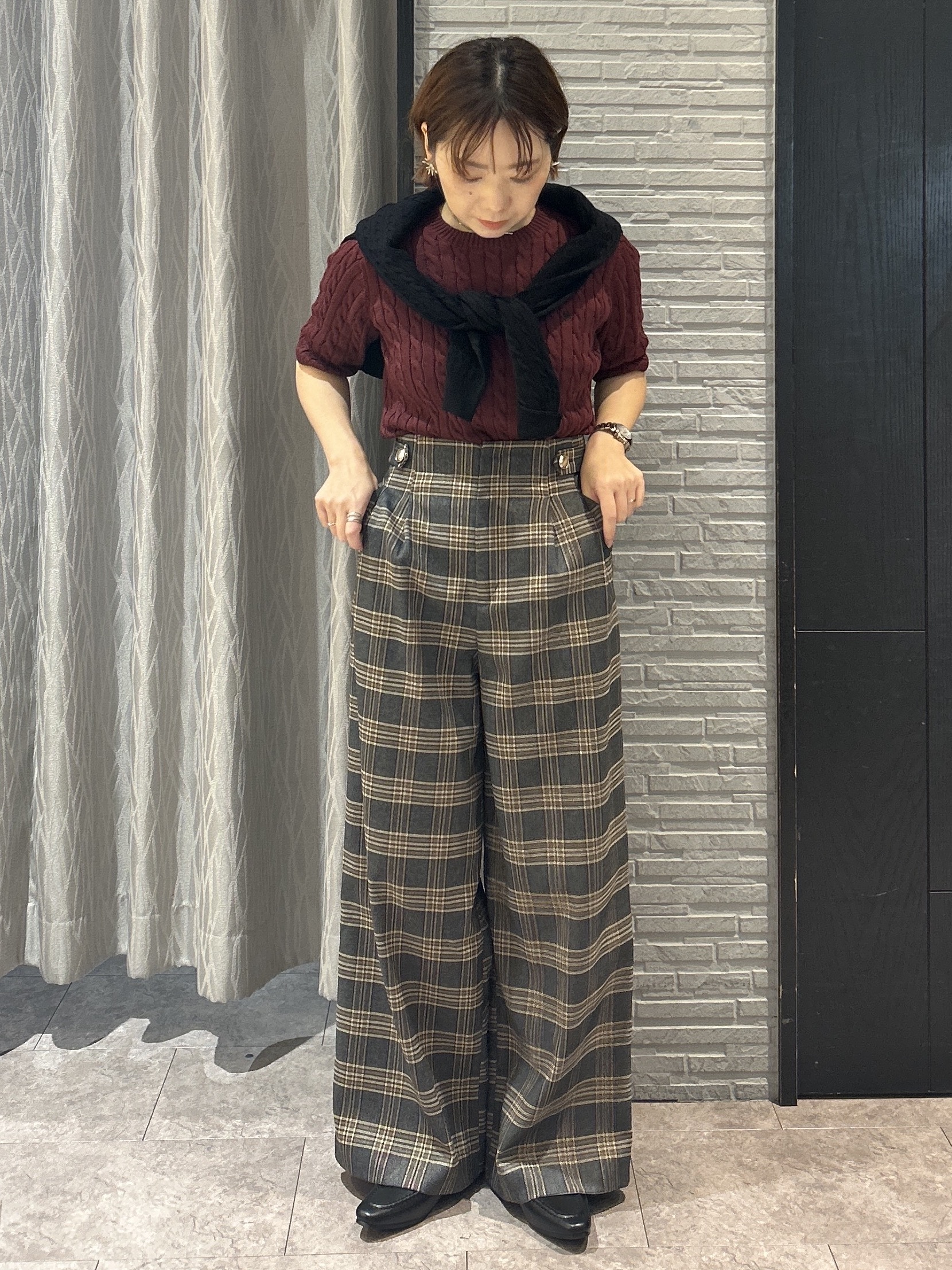 ga_riさんの「THE SHOP TK｜POLO BCS/ケーブルクルーカーディガン」を使ったコーディネート