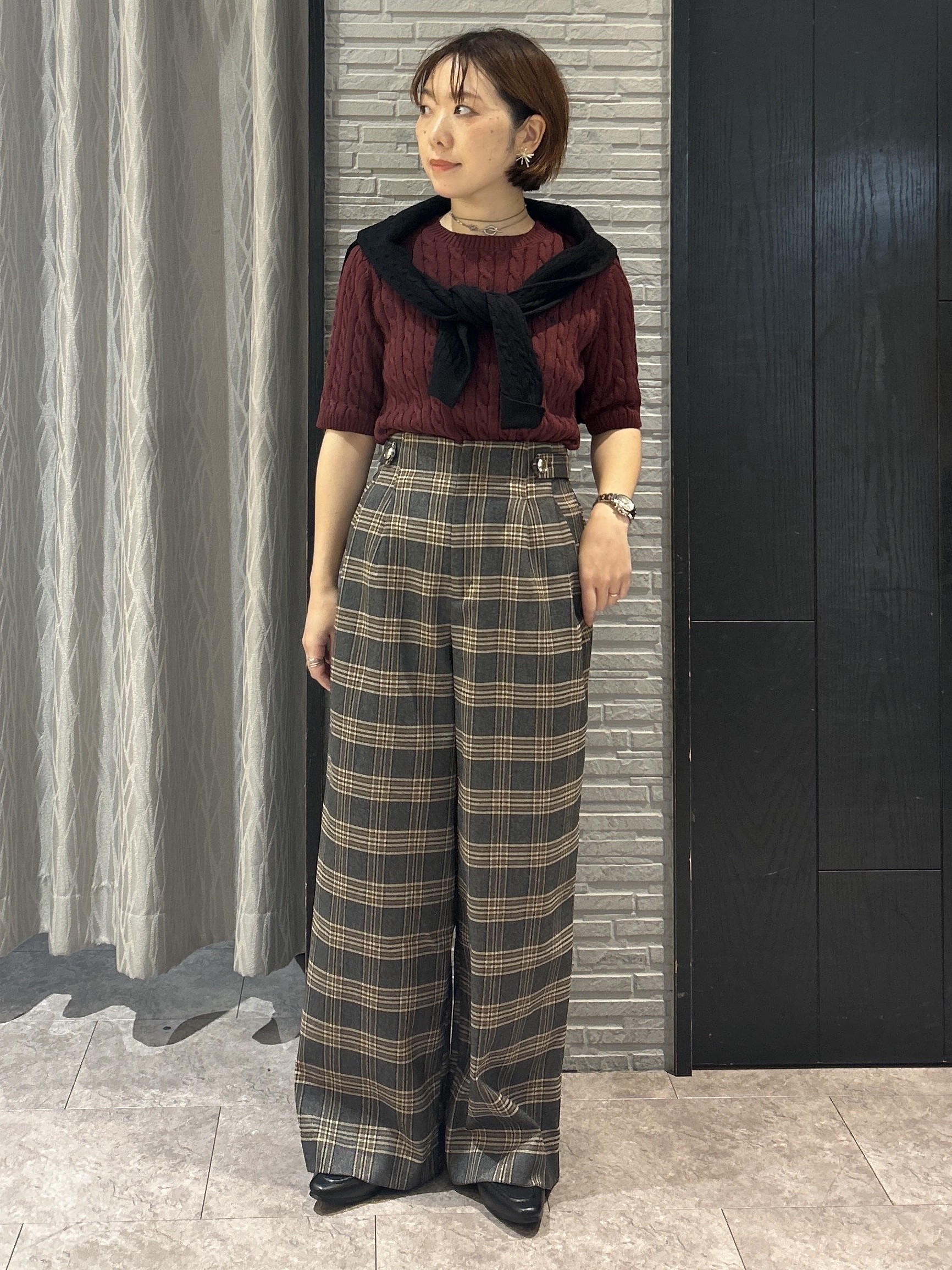 ga_riさんの「THE SHOP TK｜POLO BCS/ケーブルクルーカーディガン」を使ったコーディネート