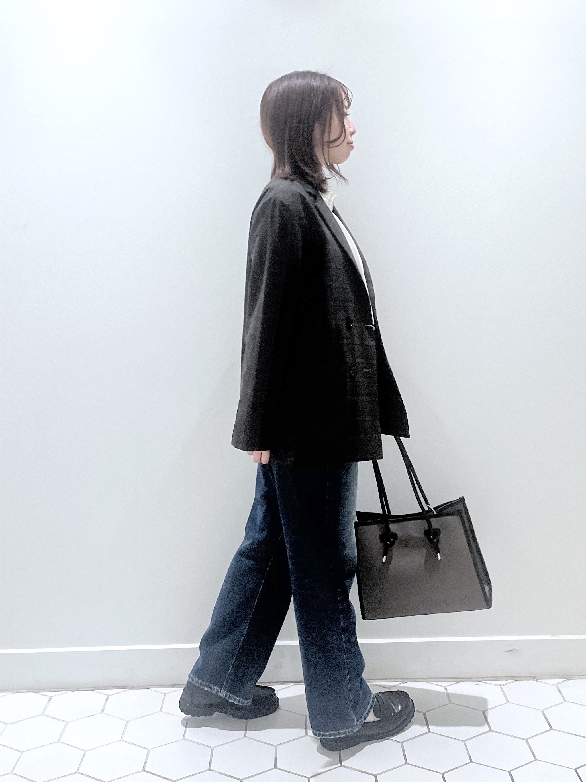 Makinoさんの「Dessin｜【セットアップ可/洗える】先染ウールライクチェック ダブルジャケット」を使ったコーディネート
