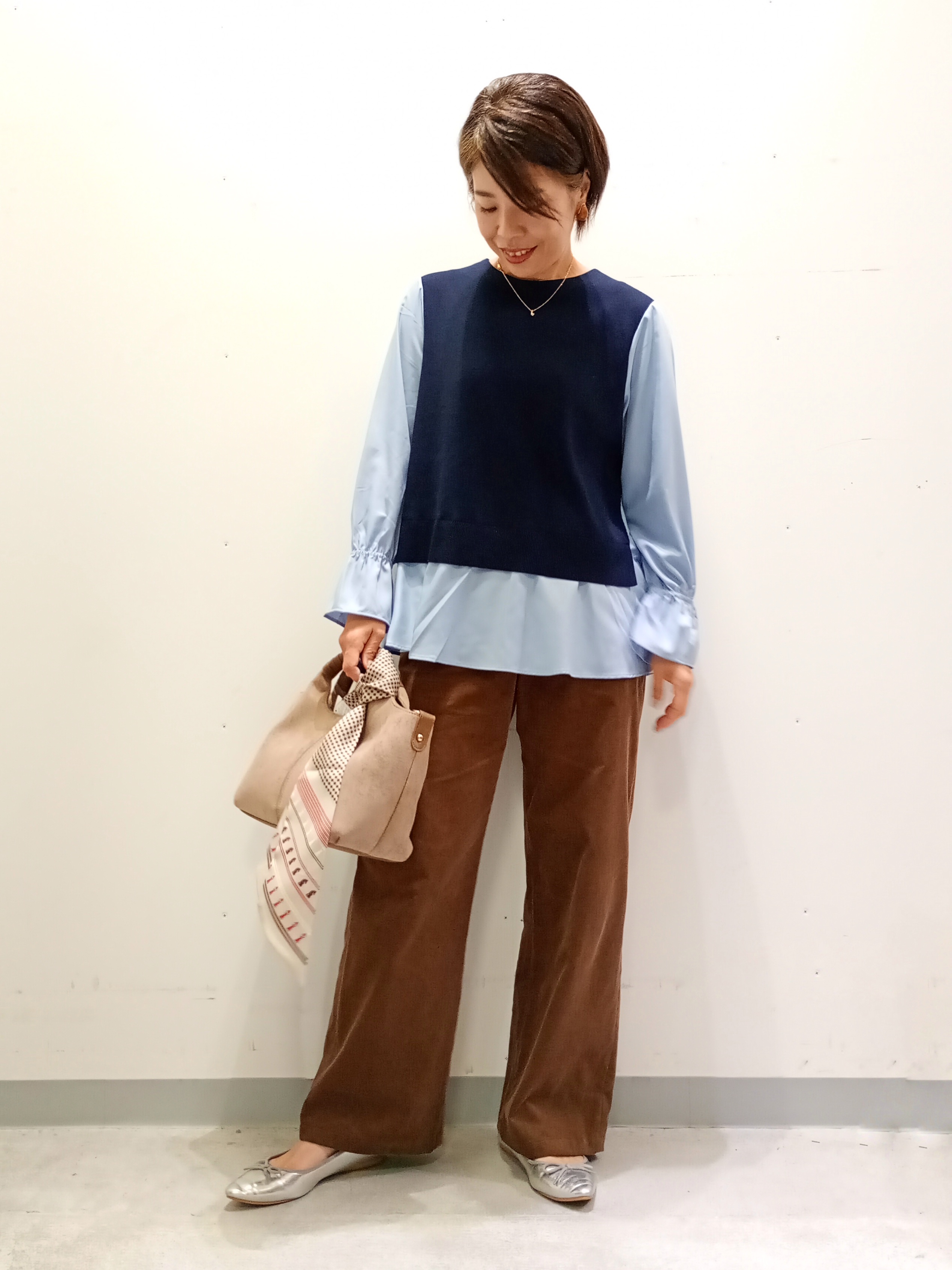 Kさんの「INDIVI｜【洗える／1枚でコーデ完成】重ね着風ニットトップス」を使ったコーディネート