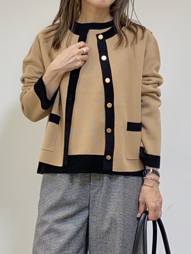 tomoさんの「UNTITLED｜【アンサンブル可/ジャケットライク】モールラインカーディガン」を使ったコーディネート