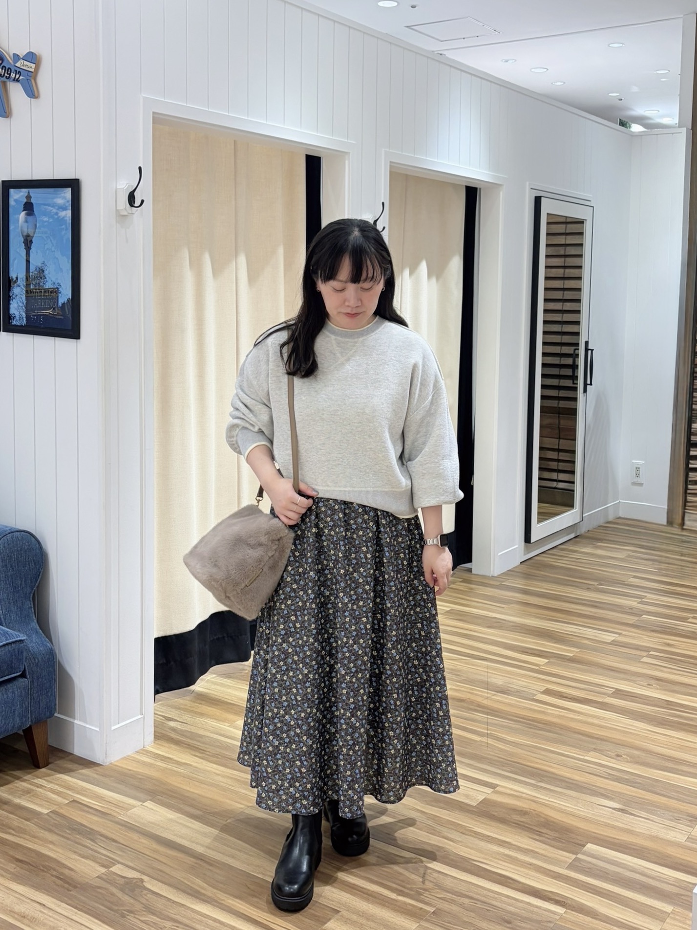 石田亜里紗さんの「Dessin｜【2WAY/洗濯機OK/XS-L】配色リバーシブル コットンジャカード クルーネックニット」を使ったコーディネート