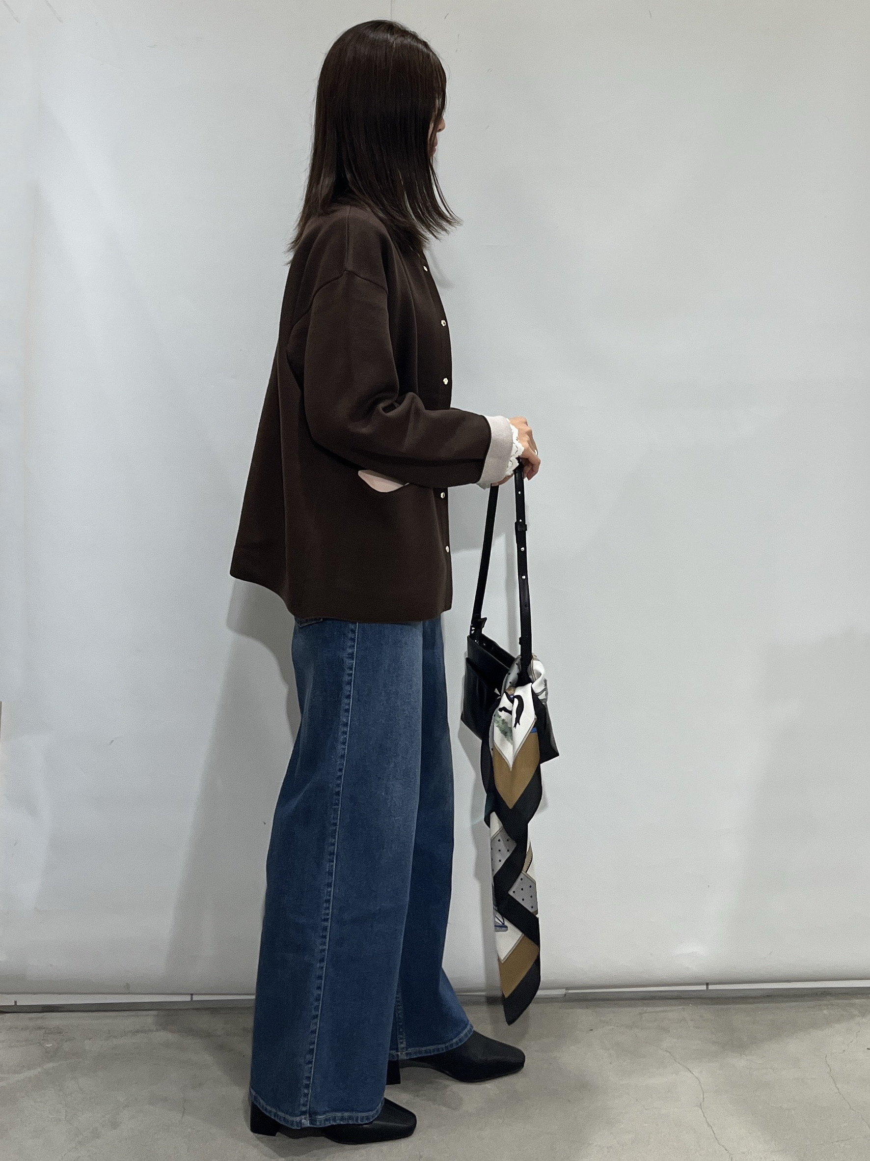 ゆか☆さんの「OPAQUE.CLIP｜スナップボタン 配色ニットカーディガン【洗濯機OK】」を使ったコーディネート