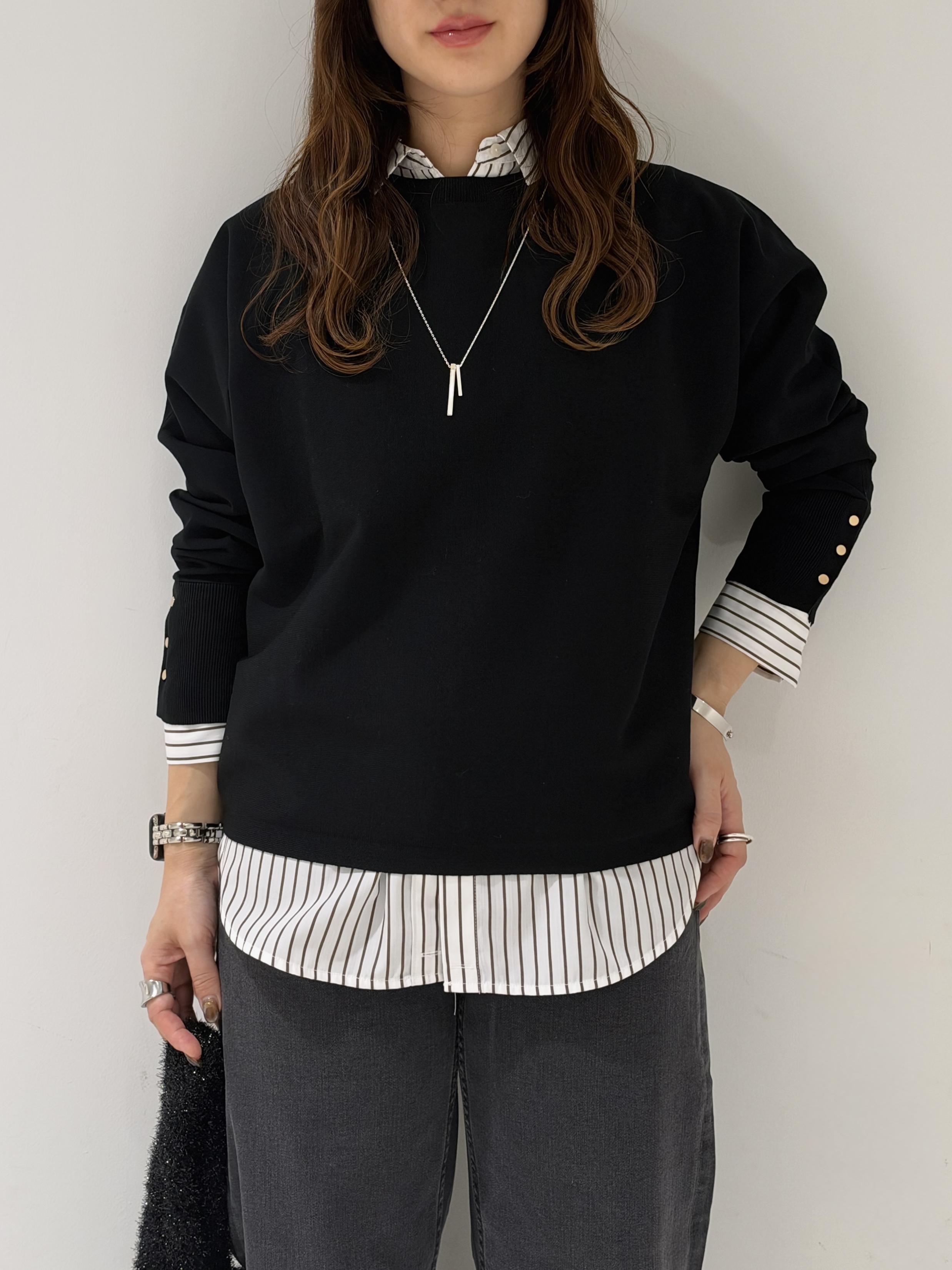 そんさんの「INDIVI｜【選べる6色／ストレッチ◎】きれいめドルマンスリーブニット」を使ったコーディネート