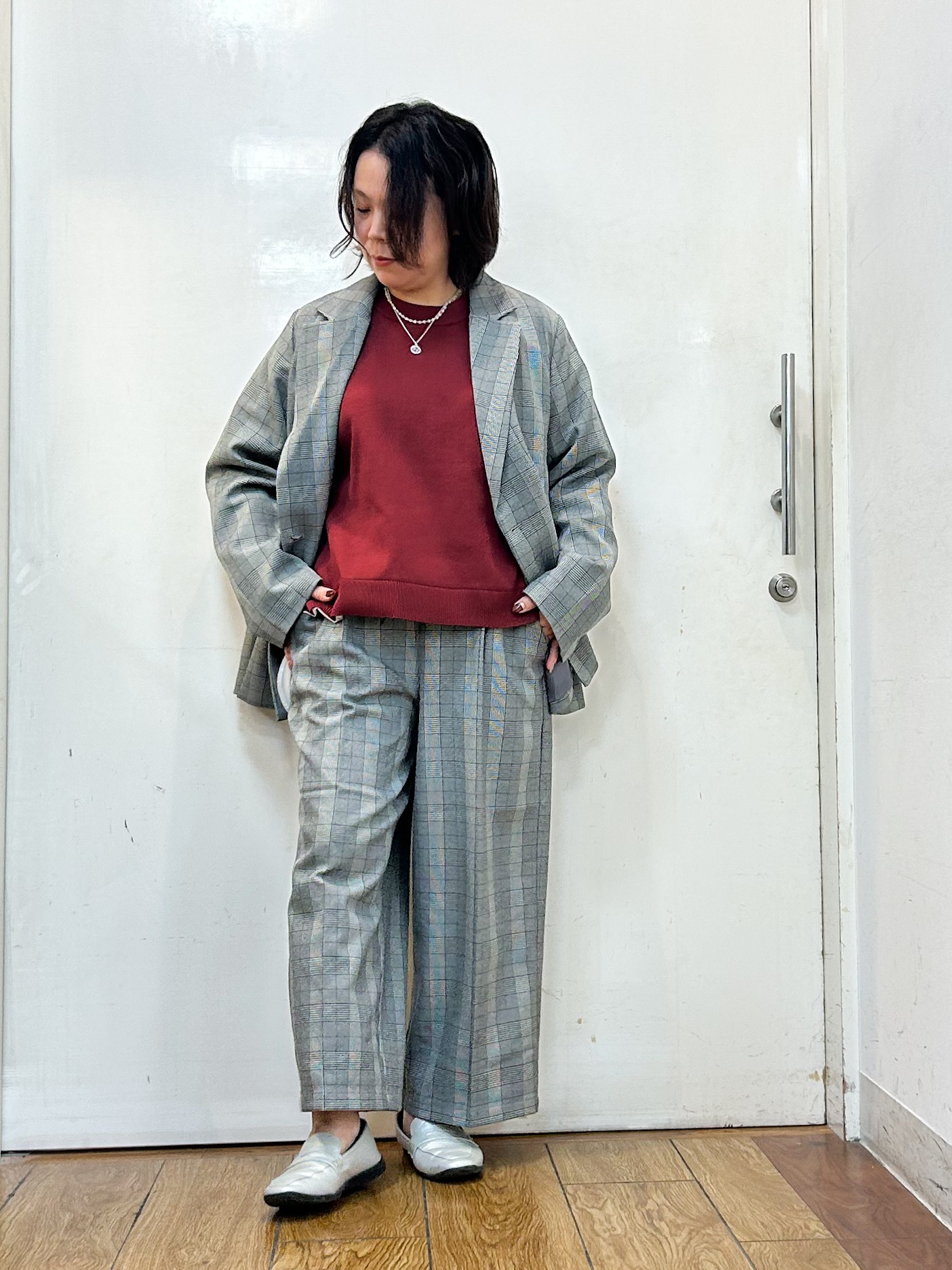 haruさんの「SHOO･LA･RUE｜【セットアップ可/洗濯後しわになりにくい】ウールフィール ダブルジャケット」を使ったコーディネート
