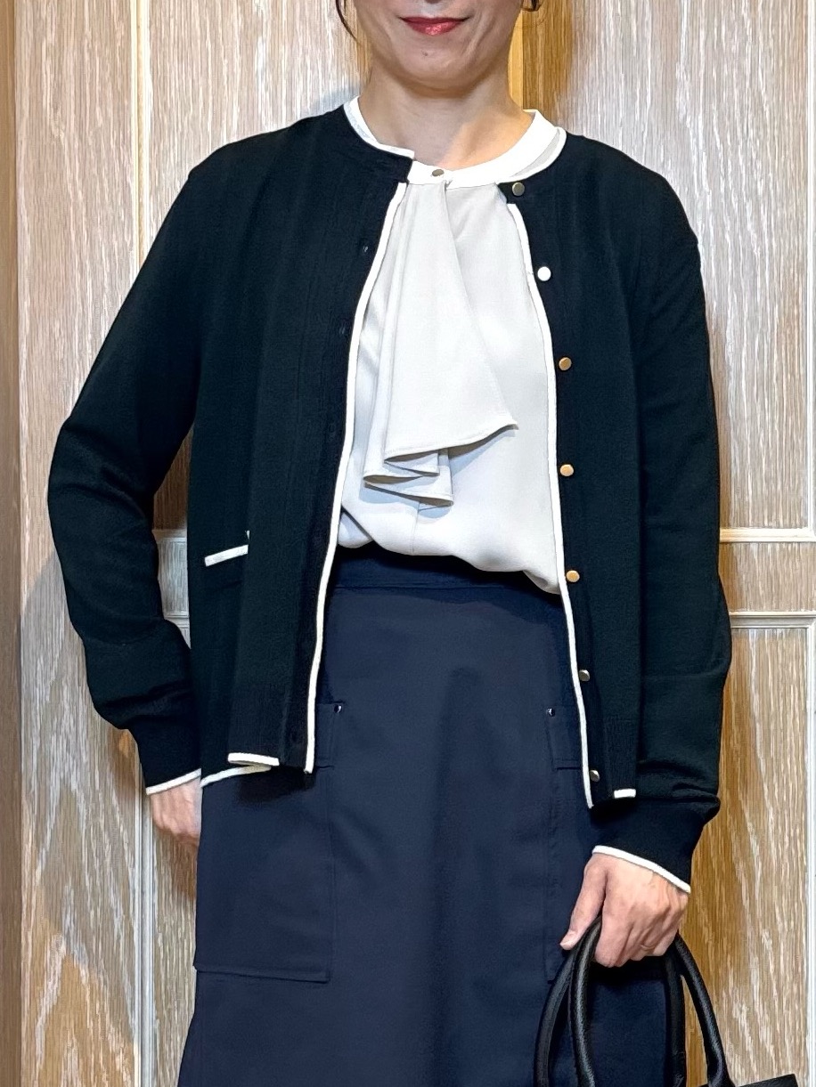 KAORIさんの「SHOO･LA･RUE｜【S-LL/洗濯機可】配色使いが目を惹く クルーネックニットカーディガン」を使ったコーディネート