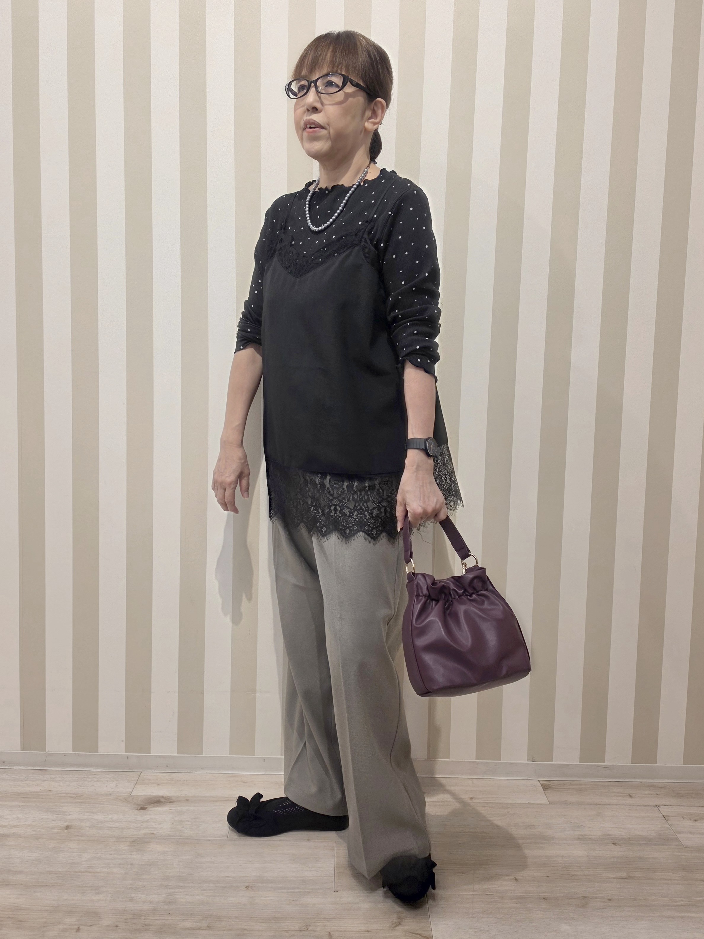nonaさんの「SHOO･LA･RUE｜【洗濯機可/S-LL】体型カバーしながらこなれ見え レース付きキャミソール」を使ったコーディネート