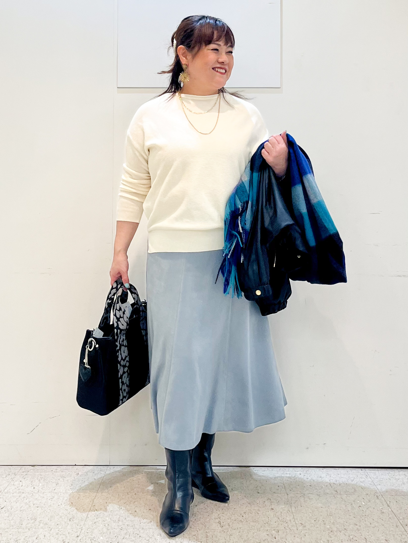 kimmyさんの「Reflect｜レザー調ジップアップブルゾン」を使ったコーディネート