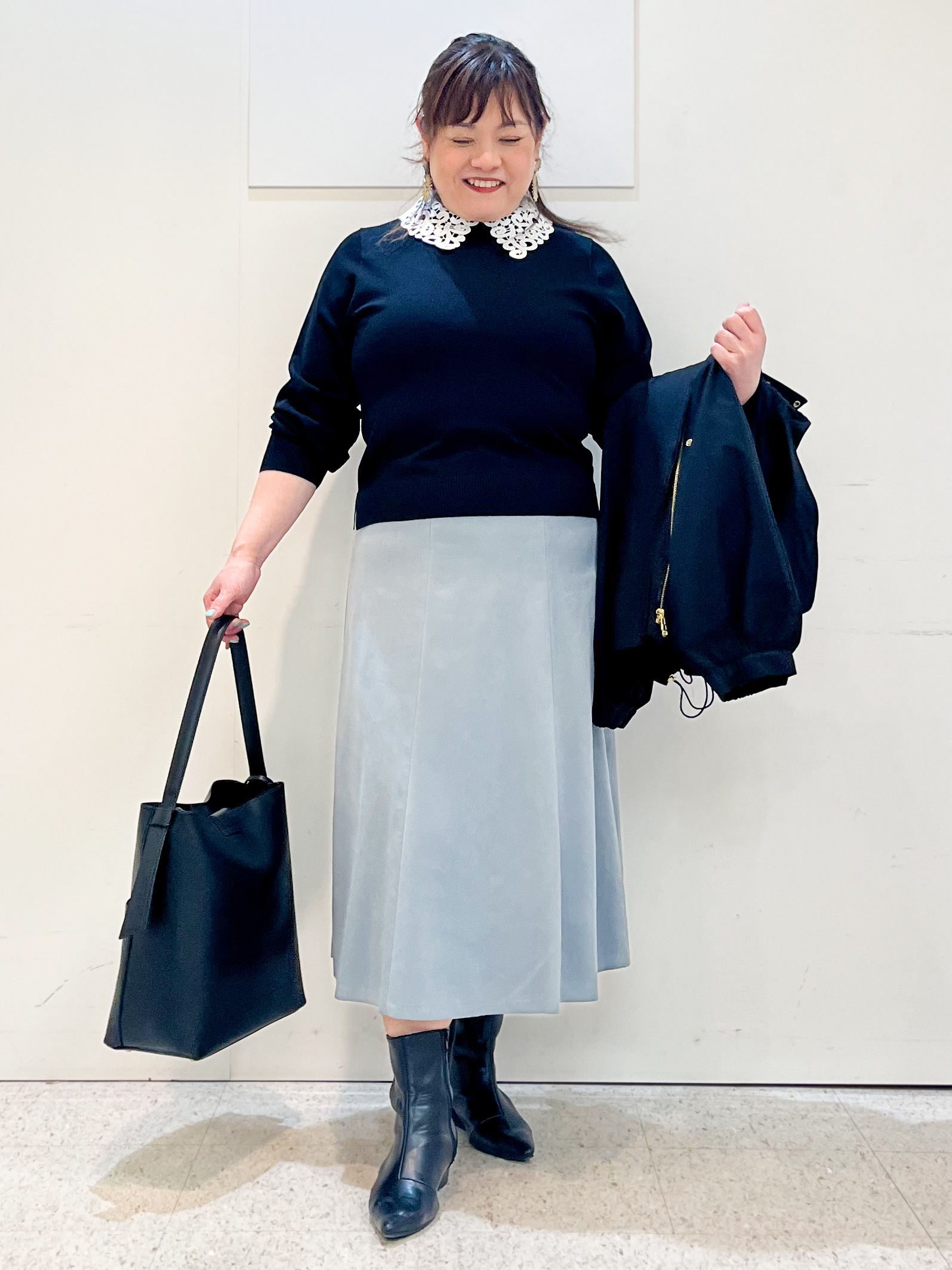 kimmyさんの「Reflect｜【付け衿】レース衿付きストレッチニット」を使ったコーディネート