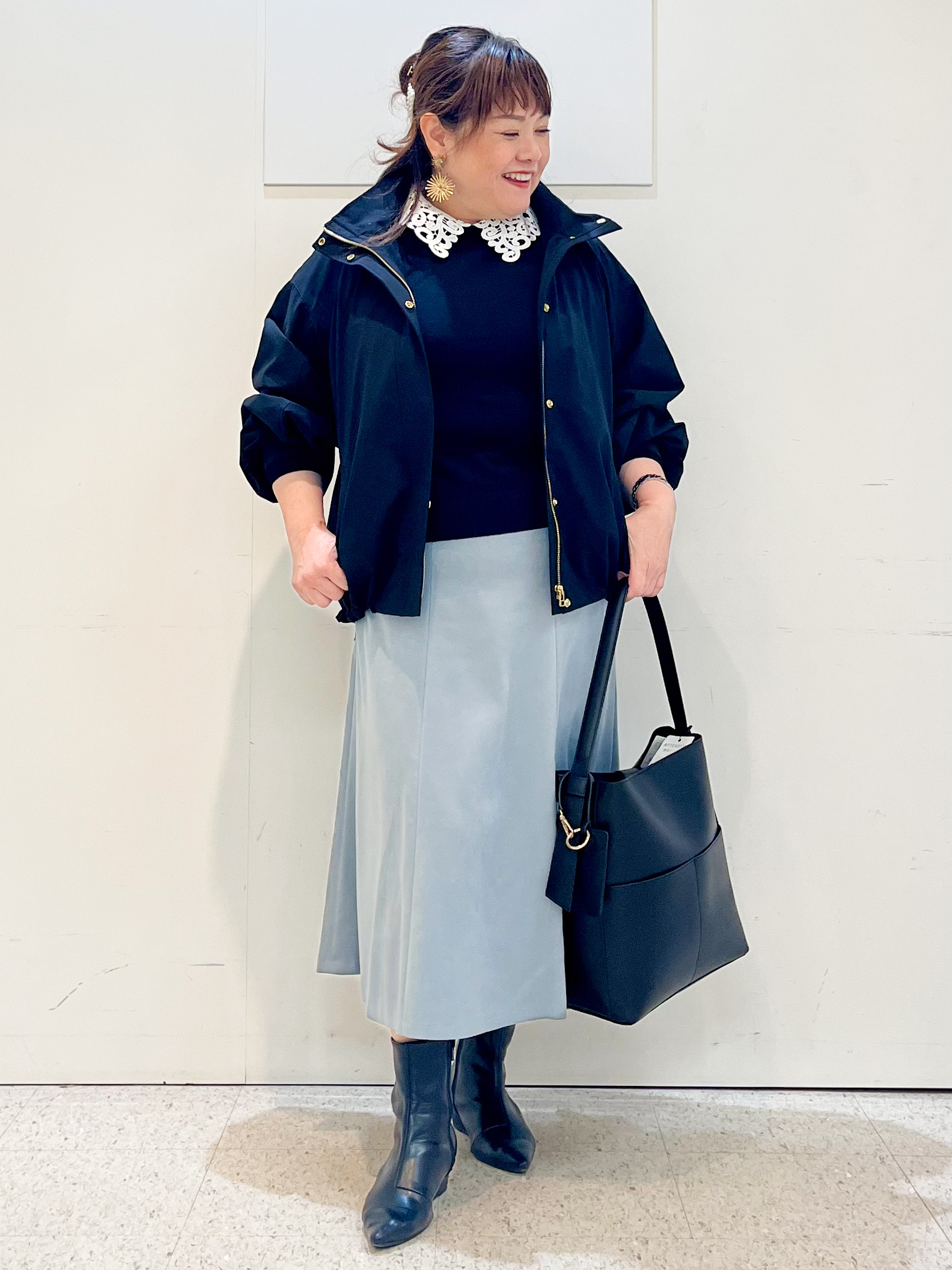 kimmyさんの「Reflect｜【付け衿】レース衿付きストレッチニット」を使ったコーディネート