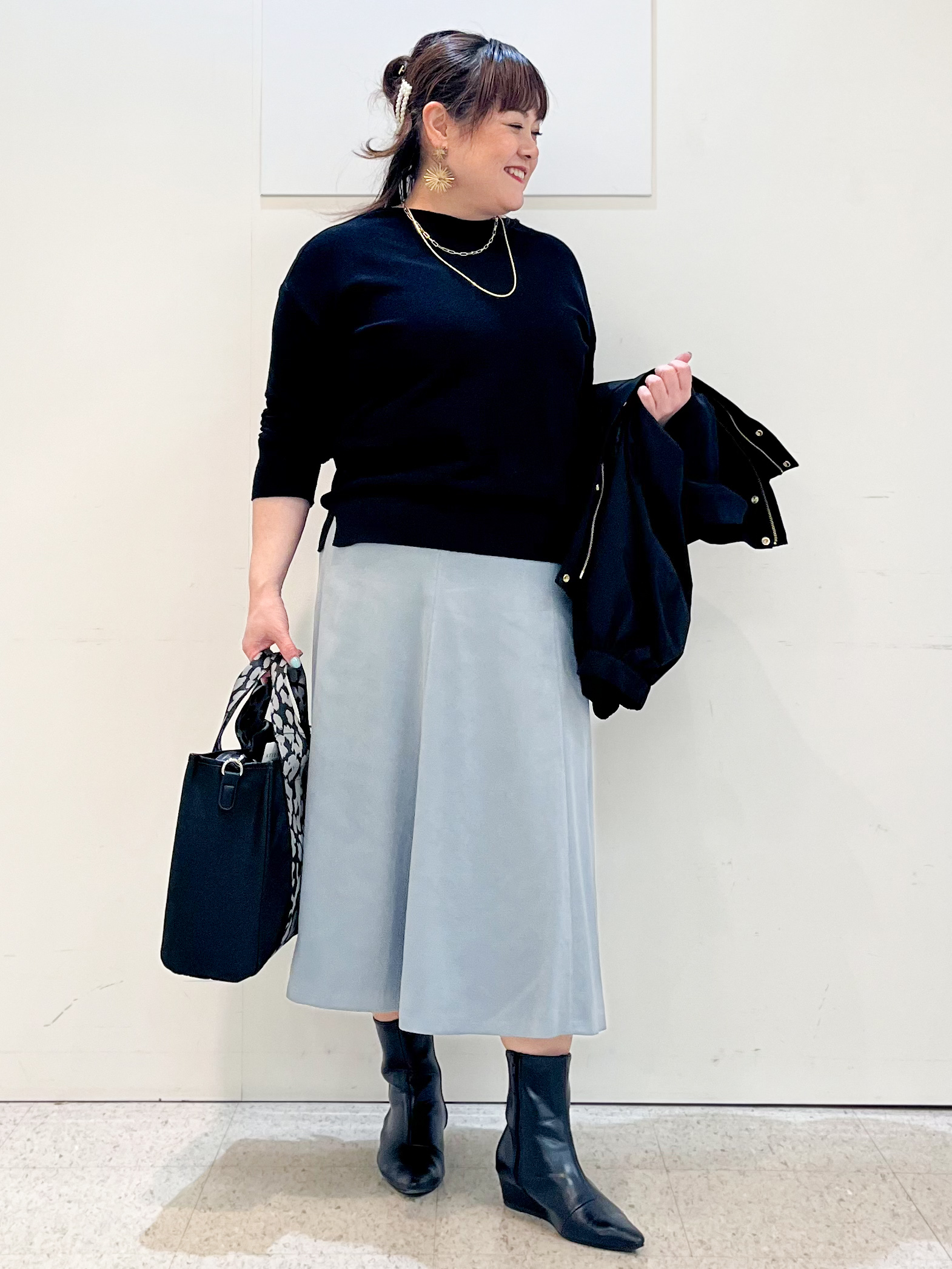 kimmyさんの「Reflect｜ボートネックニットトップス」を使ったコーディネート