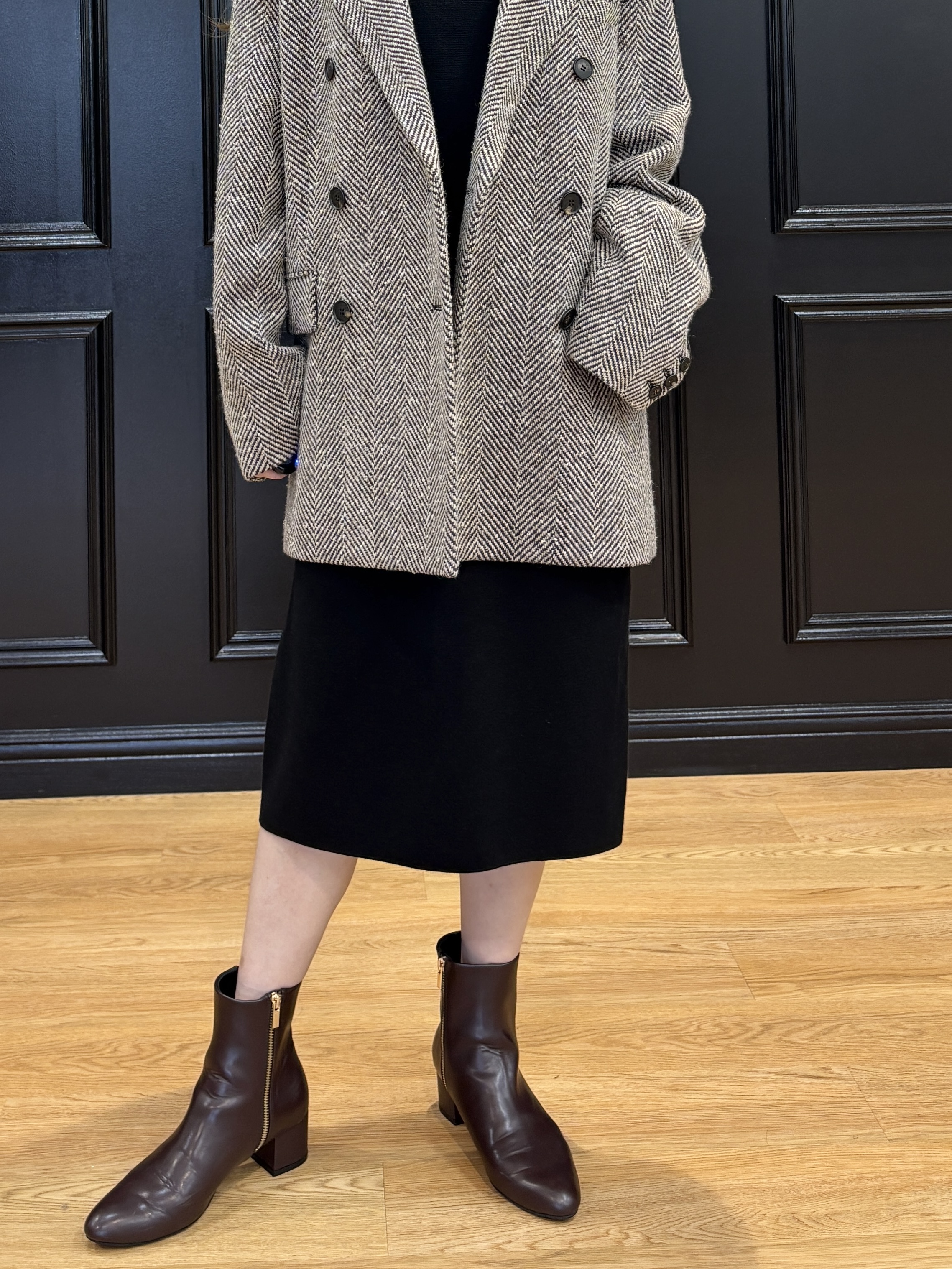 清水夏姫さんの「DRESSTERIOR｜【日本製】ウールヘリンボーンジャコット」を使ったコーディネート