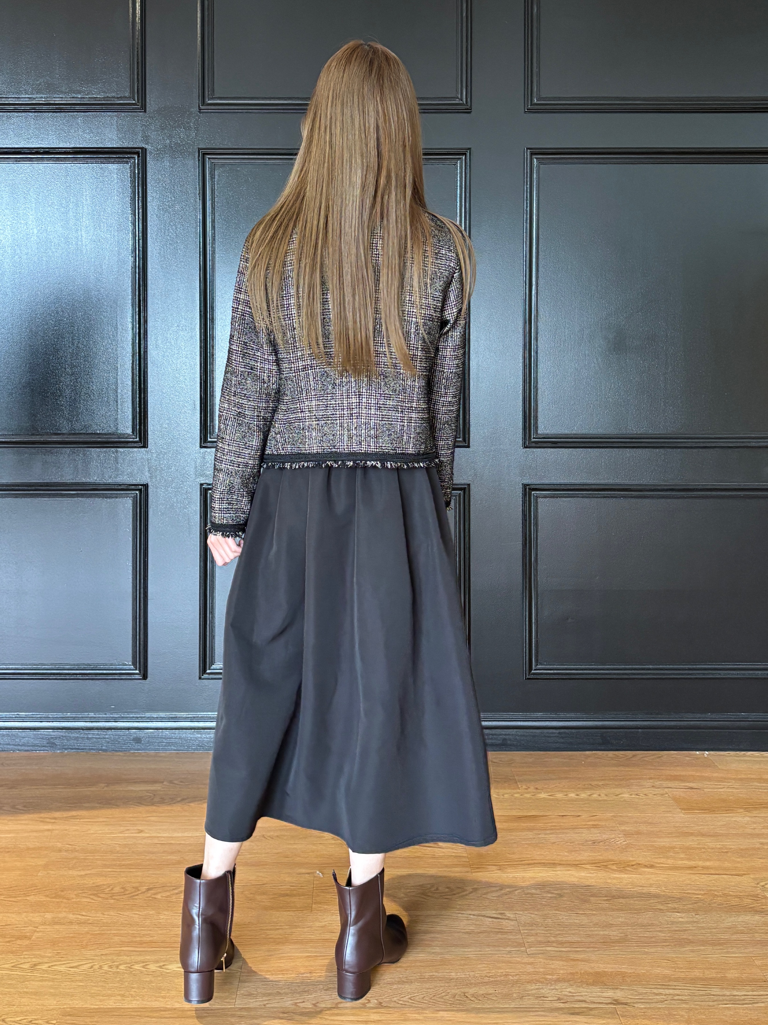 清水夏姫さんの「DRESSTERIOR｜バイカラーニットコンビワンピース」を使ったコーディネート