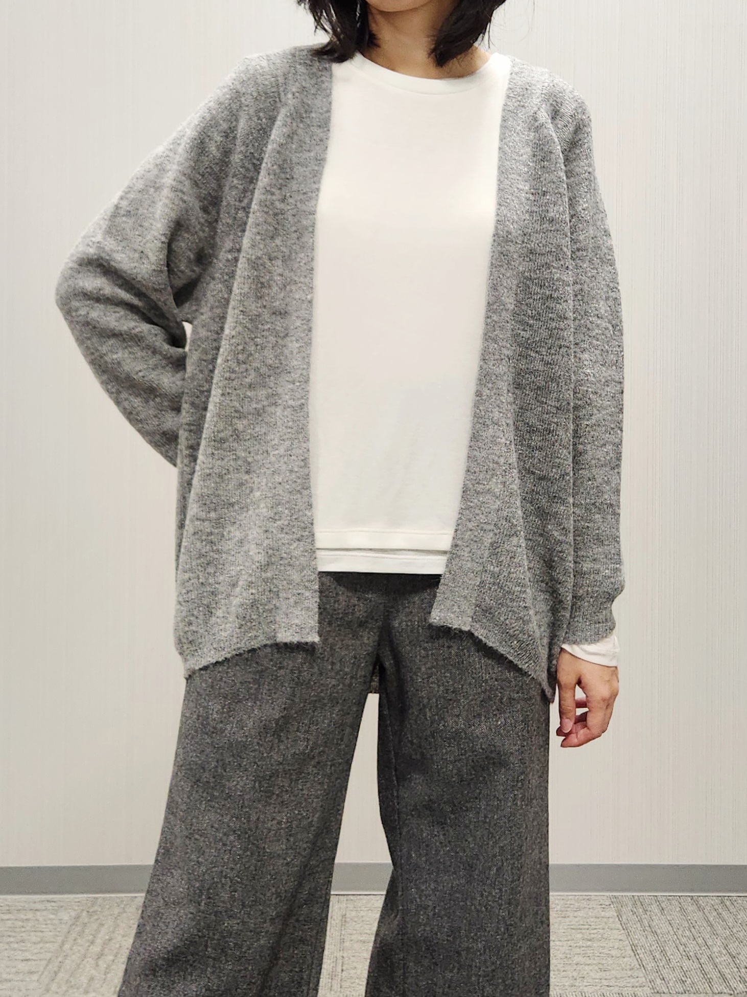 naraさんの「Dessin｜【洗える】モヘアブレンドニット ボタンレスカーディガン」を使ったコーディネート