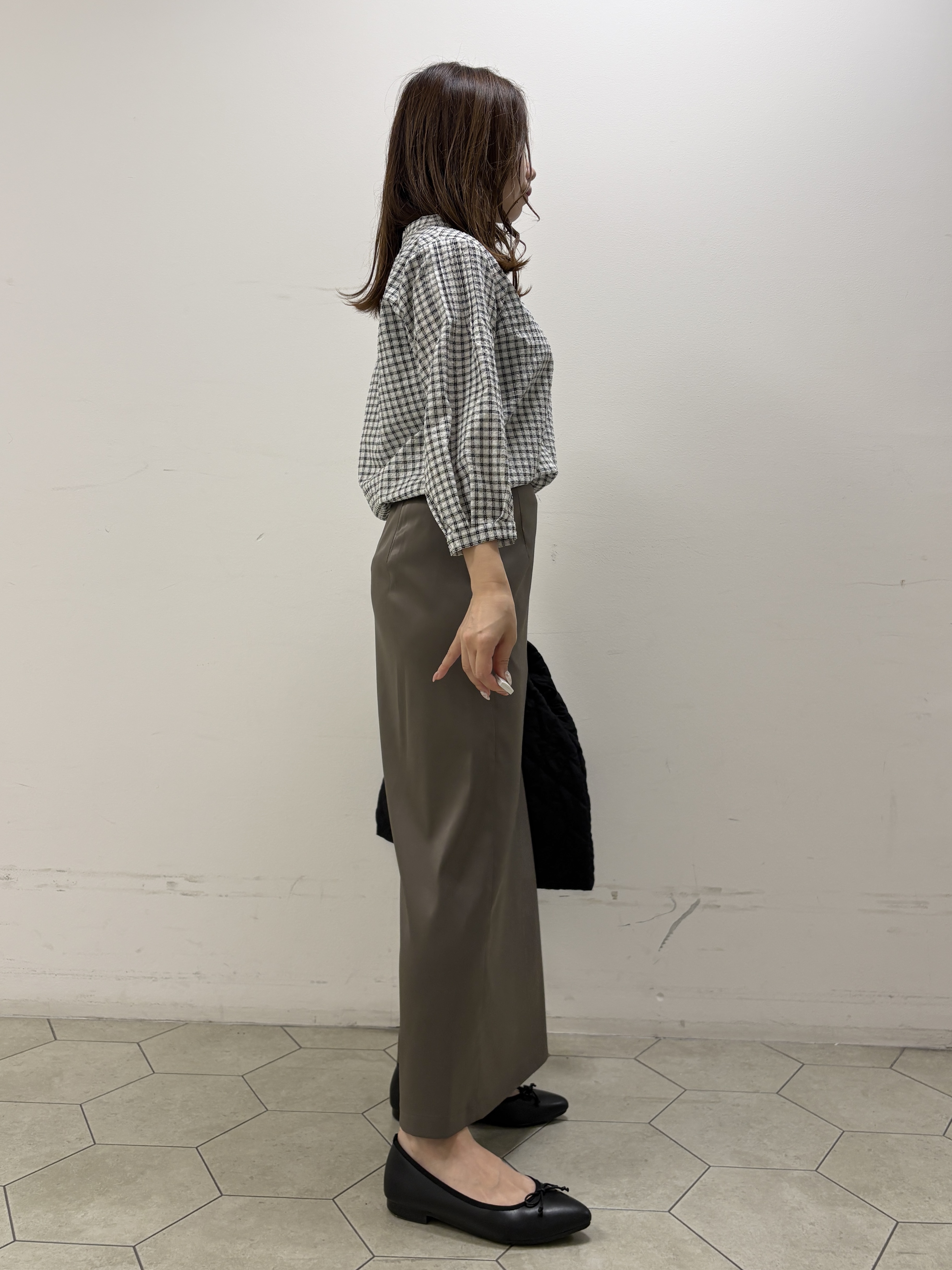 kahoさんの「INDIVI｜【初秋にピッタリ！／洗える】凹凸素材ミニスタンドトップス」を使ったコーディネート