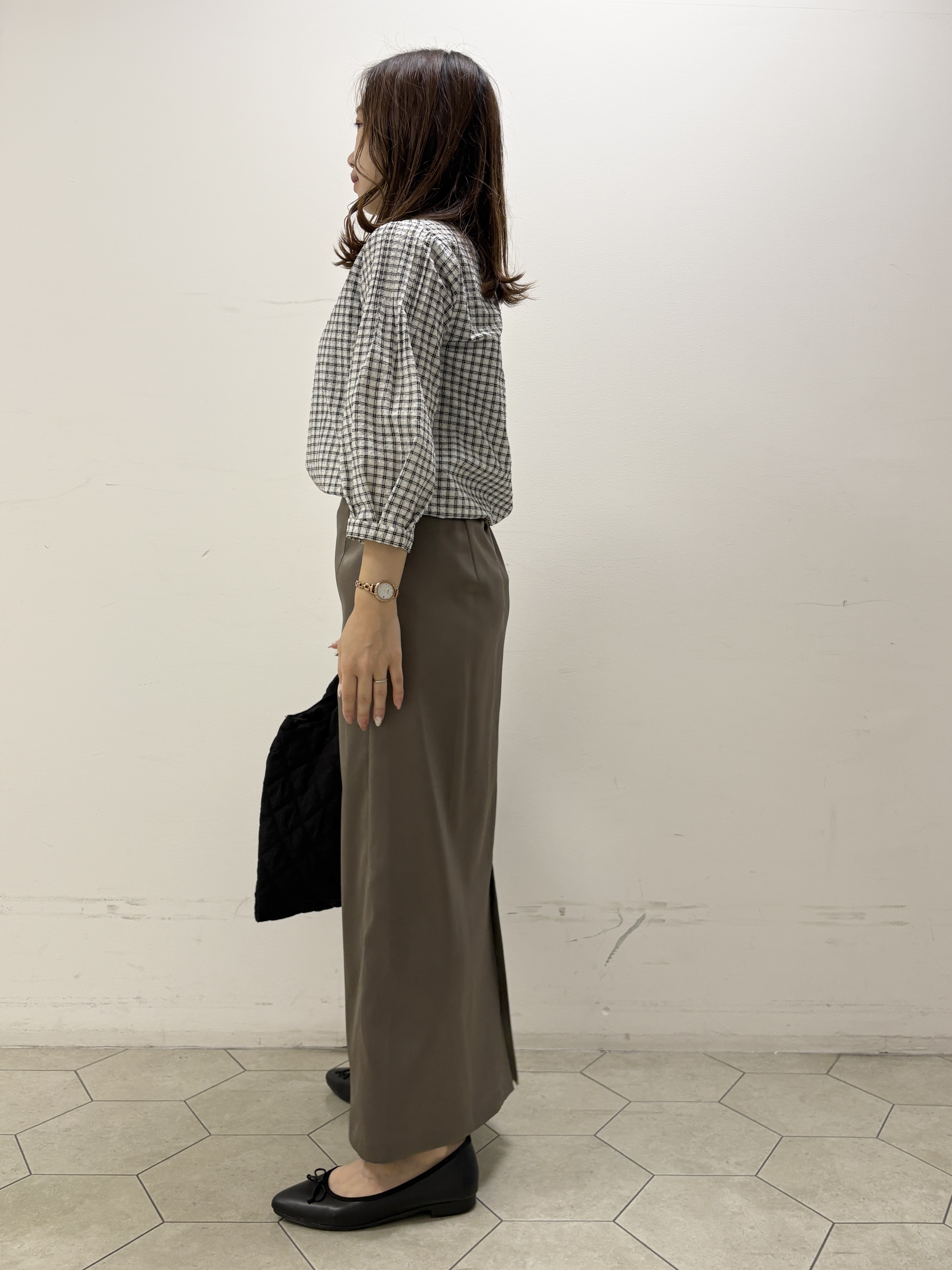 kahoさんの「INDIVI｜【初秋にピッタリ！／洗える】凹凸素材ミニスタンドトップス」を使ったコーディネート