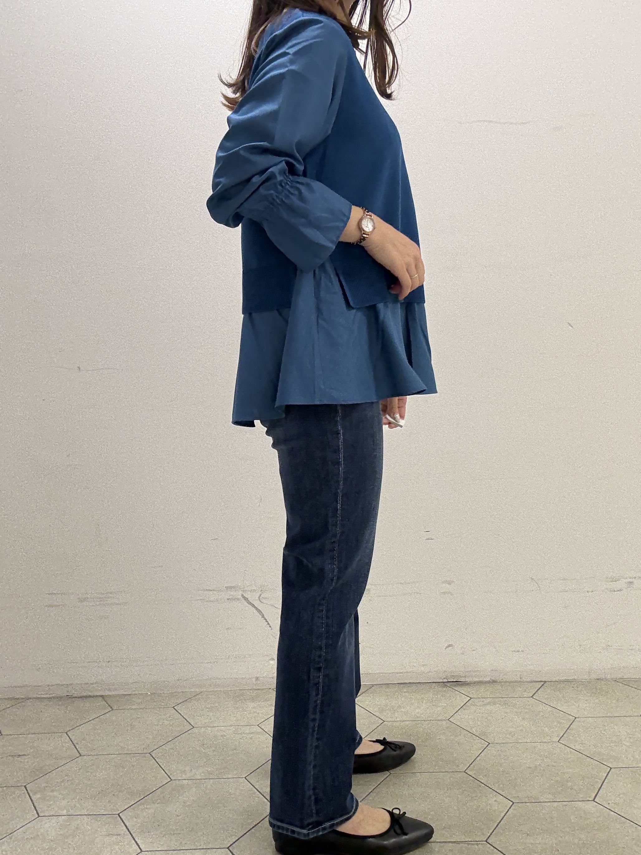 kahoさんの「INDIVI｜【洗える／1枚でコーデ完成】重ね着風ニットトップス」を使ったコーディネート