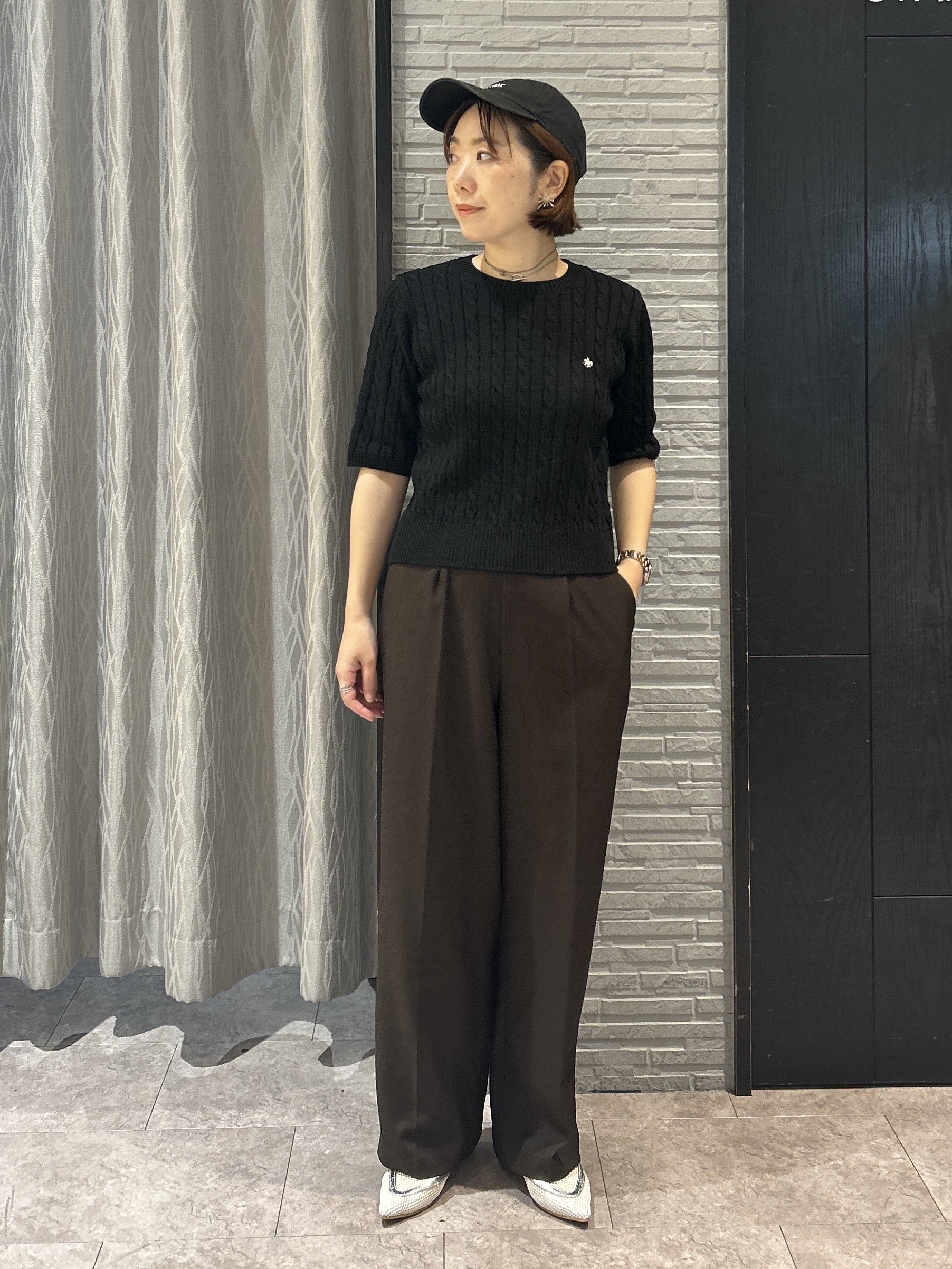 ga_riさんの「THE SHOP TK｜POLO BCS/ケーブル5分袖ニット」を使ったコーディネート