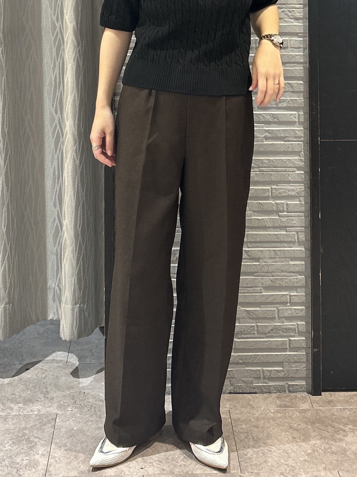 ga_riさんの「THE SHOP TK｜POLO BCS/ケーブル5分袖ニット」を使ったコーディネート