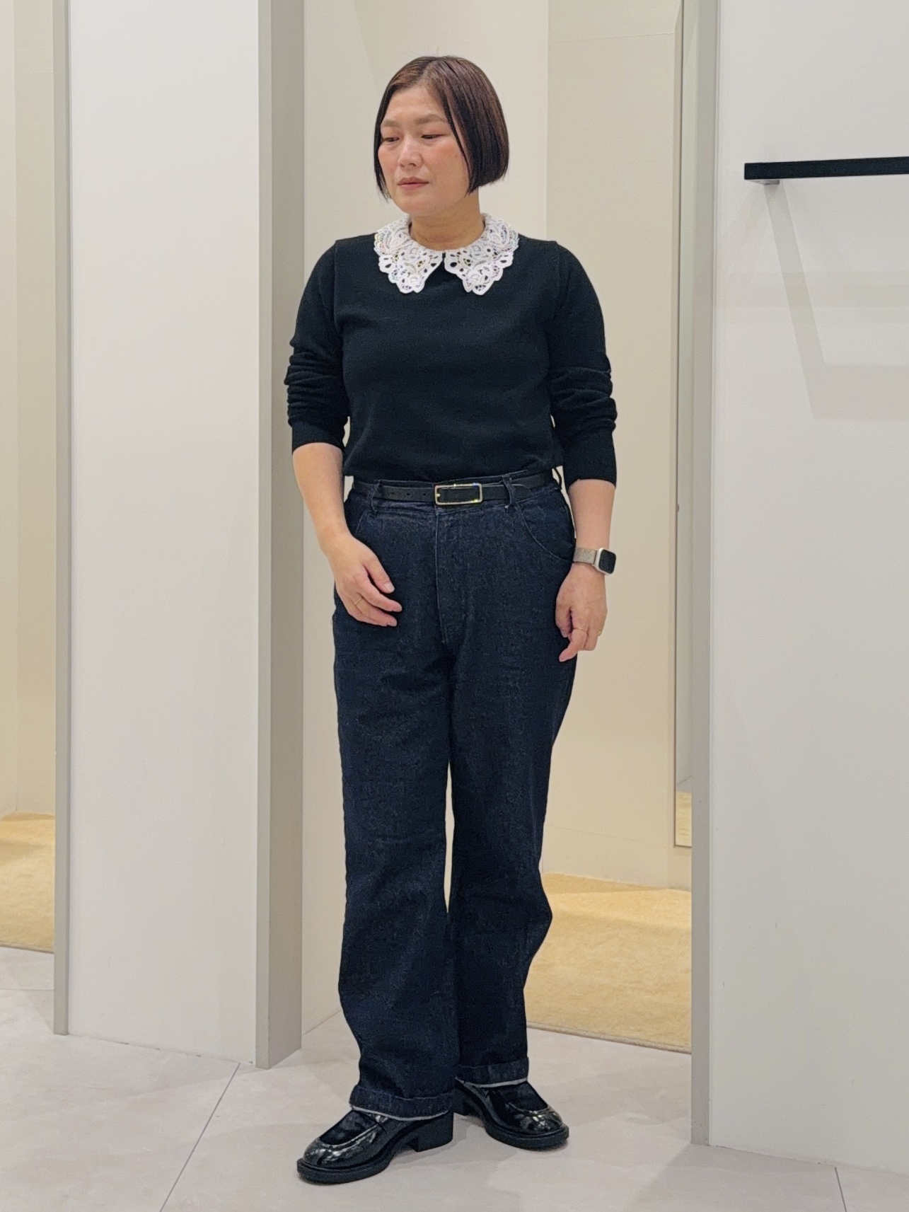 タナさんの「THE SHOP TK｜クラシカルな雰囲気 ダブルブレストジャケット」を使ったコーディネート